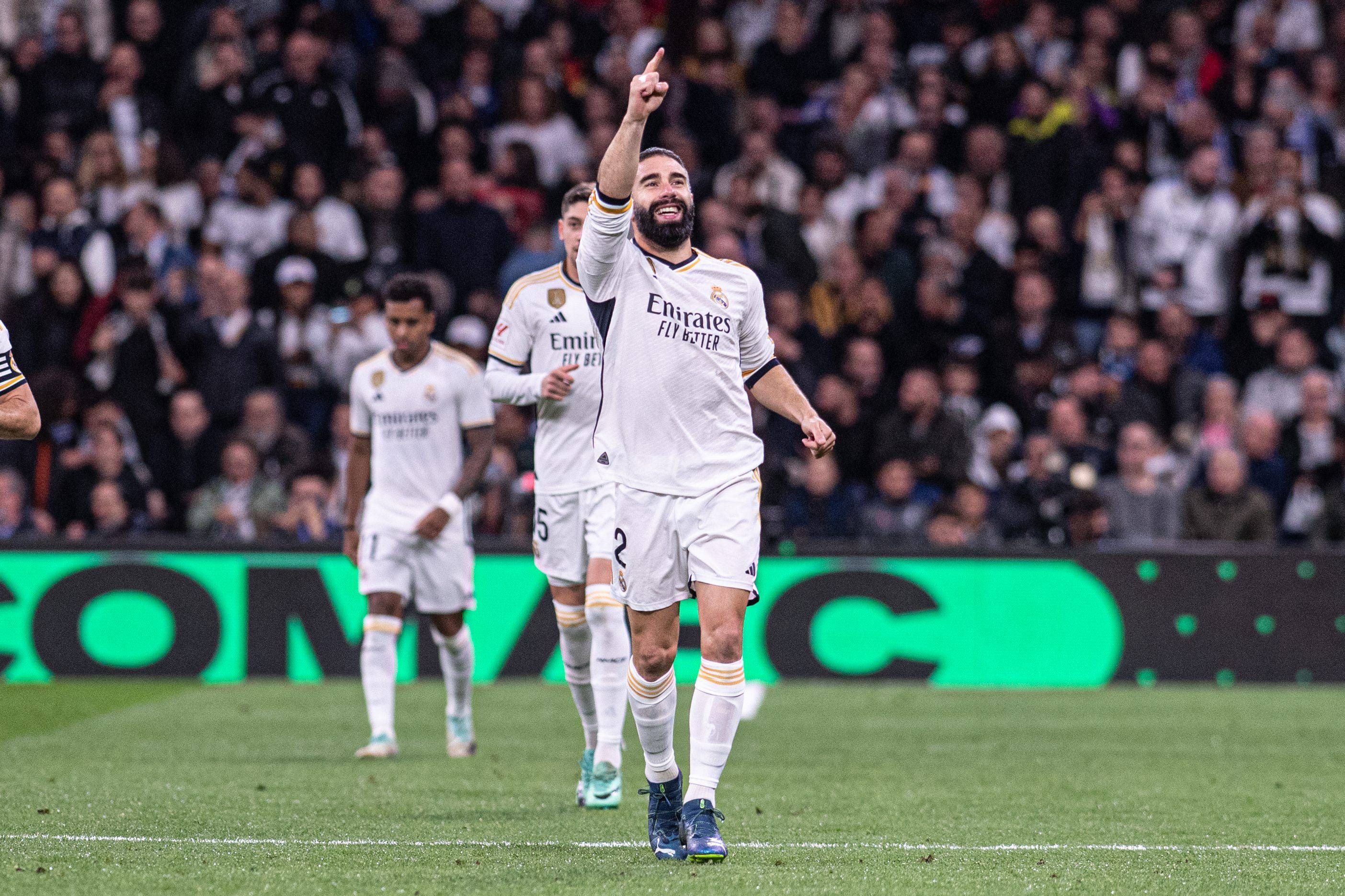  Dani Carvajal celebra su gol en el Real Madrid-Valencia.