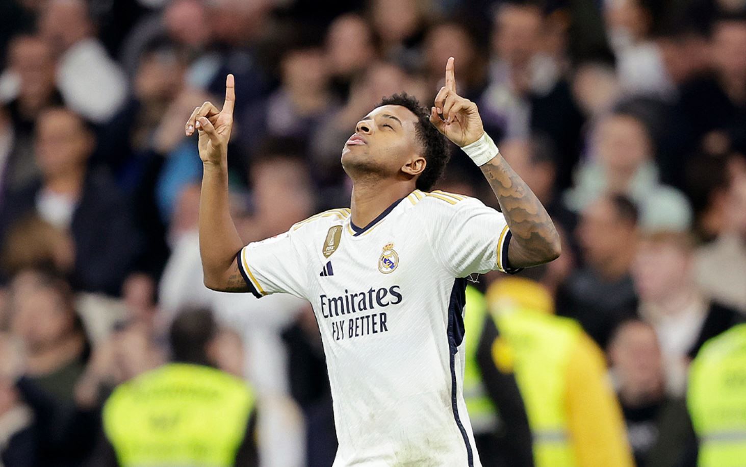  Rodrygo Goes celebra uno de sus goles en el Real Madrid-Valencia.