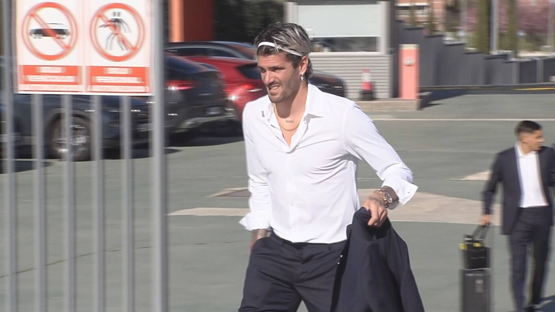 Rodrigo De Paul en la salida de los jugadores del Atlético de Madrid