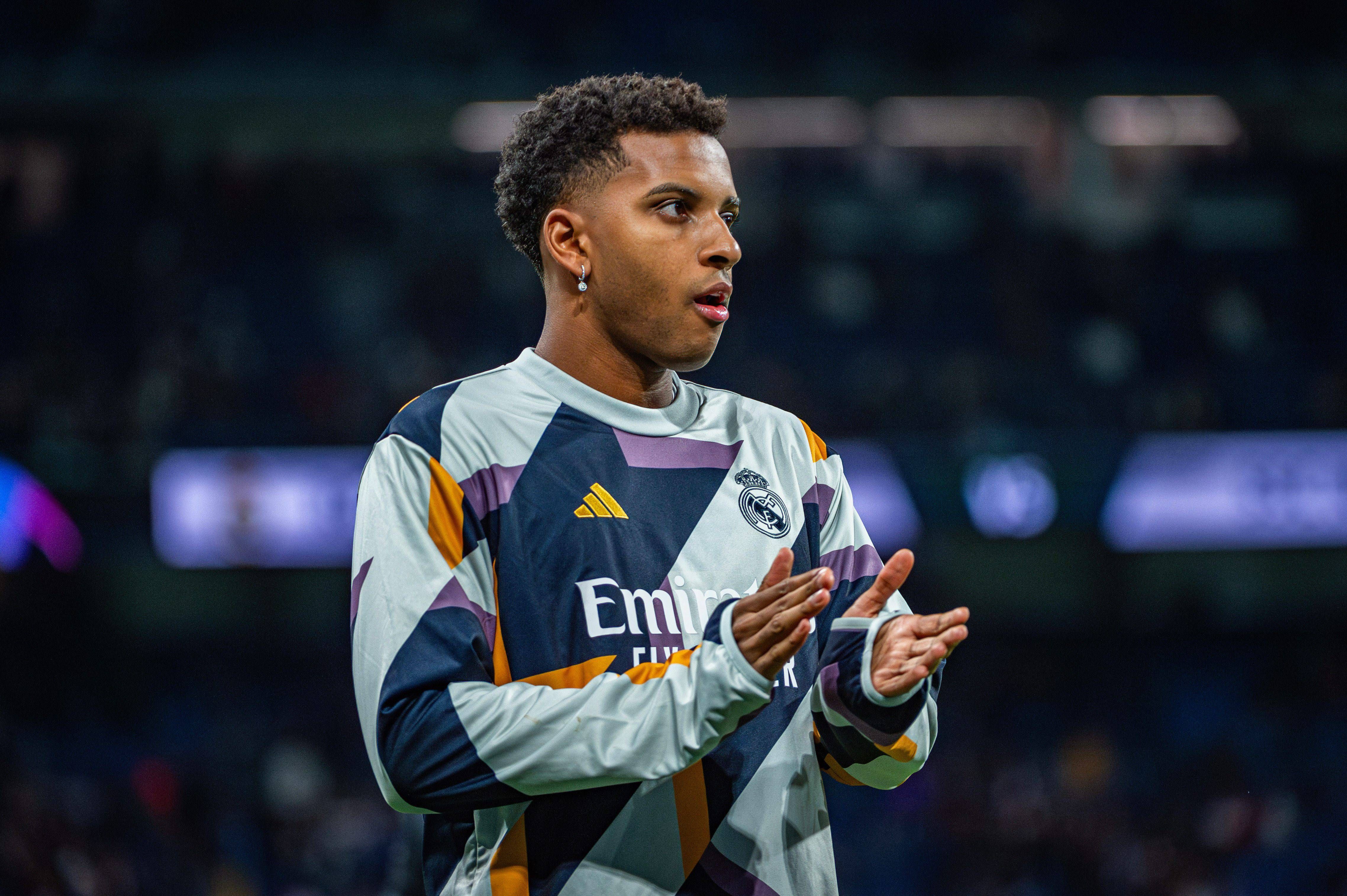  Rodrygo Goes, en el calentamiento previo a un partido del Real Madrid.