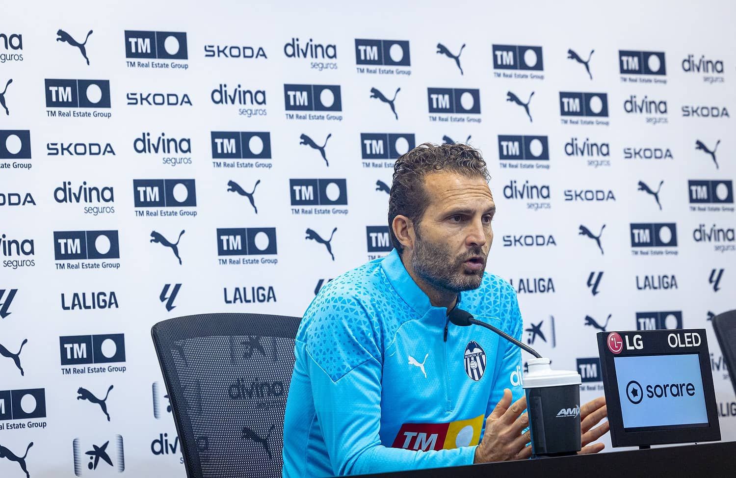 Rubén Baraja, en rueda de prensa.