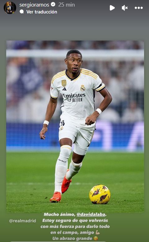 Sergio Ramos y su mensaje en stories para David Alaba (@sergioramos)
