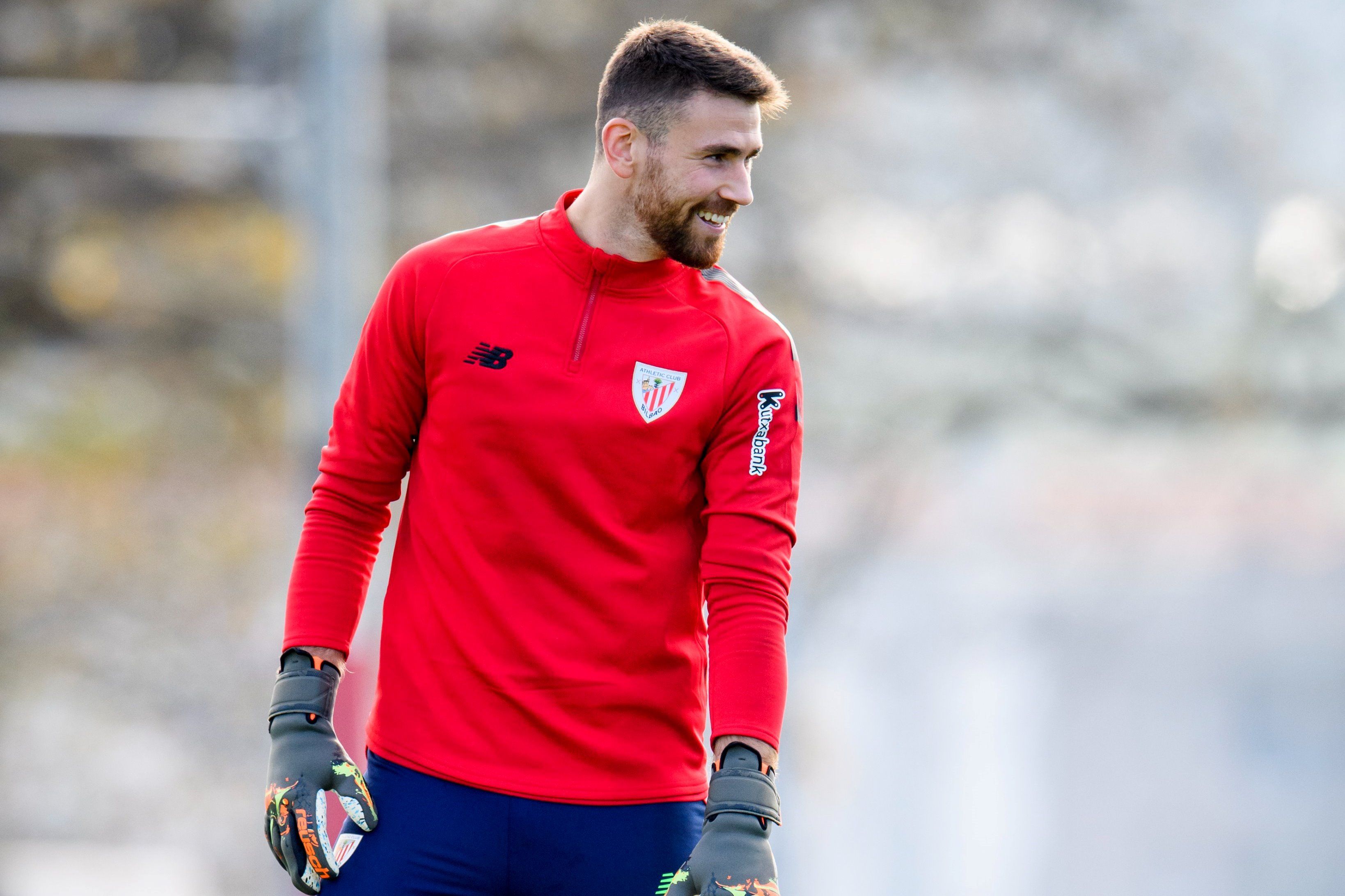 La sonrisa del guardameta internacional Unai Simón en Lezama (Foto: Athletic Club).