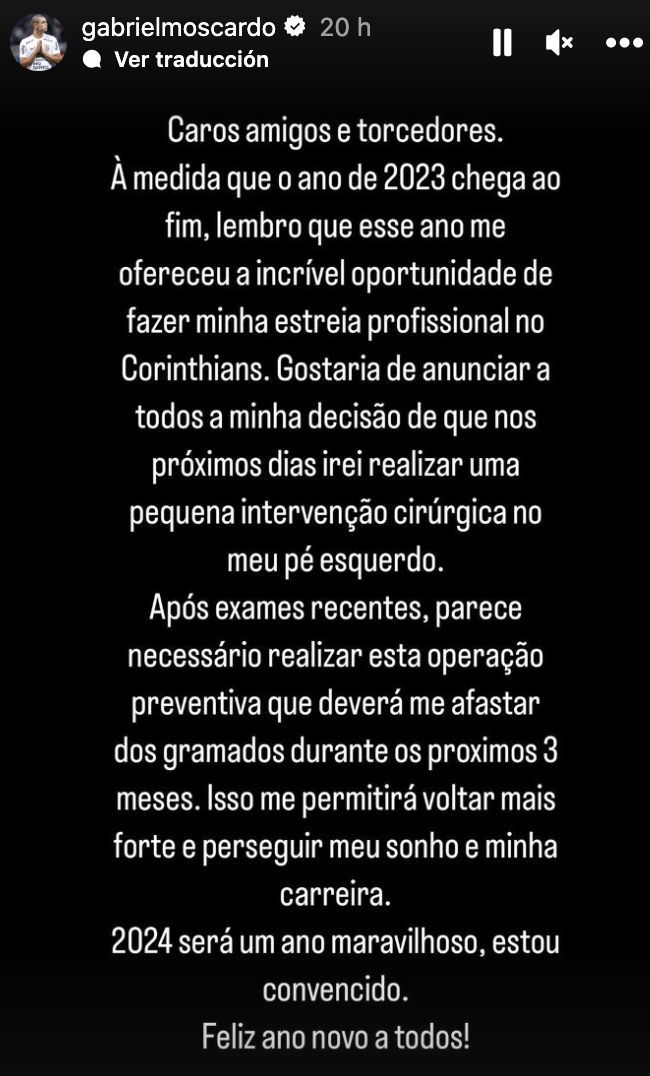  Storie de Gabriel Moscardo (FOTO: Instagram).