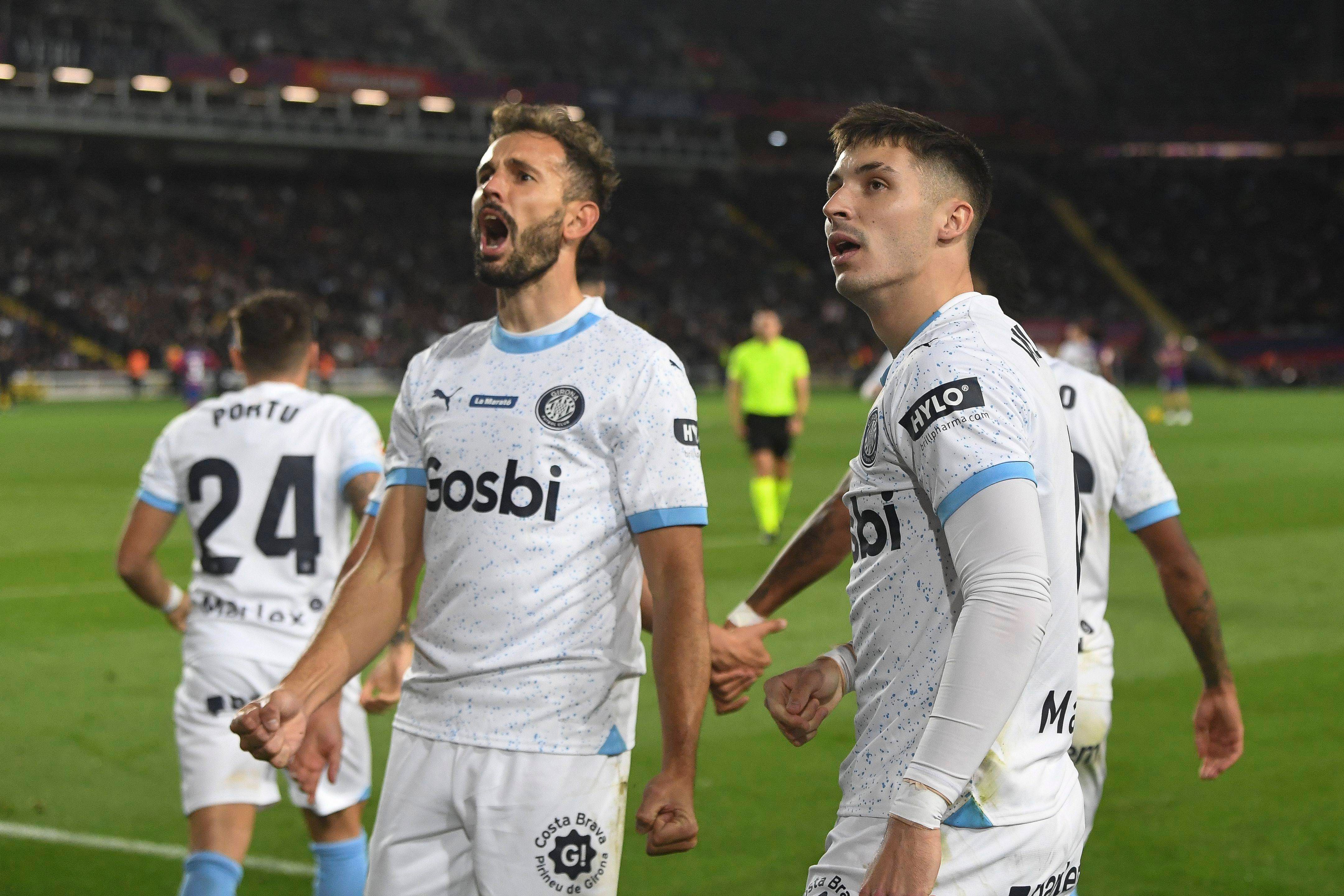 Stuani celebra un gol en el Barcelona-Girona..