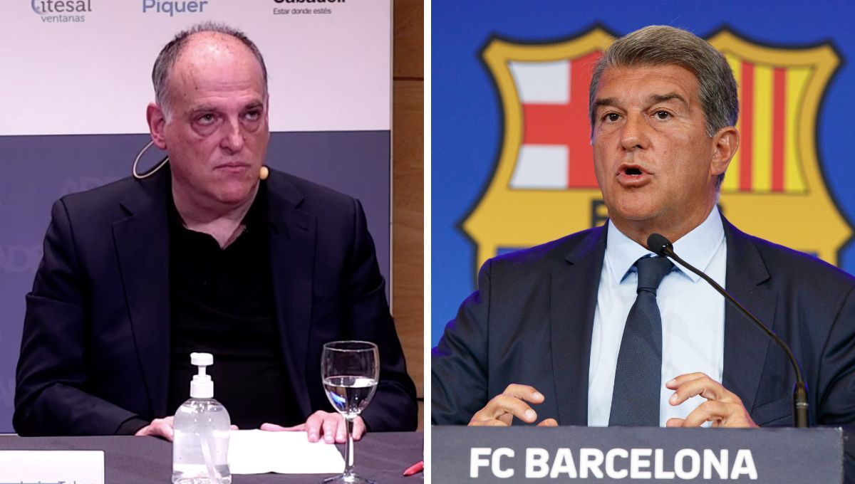 Javier Tebas, presidente de LALIGA y Joan Laporta, presidente del FC Barcelona