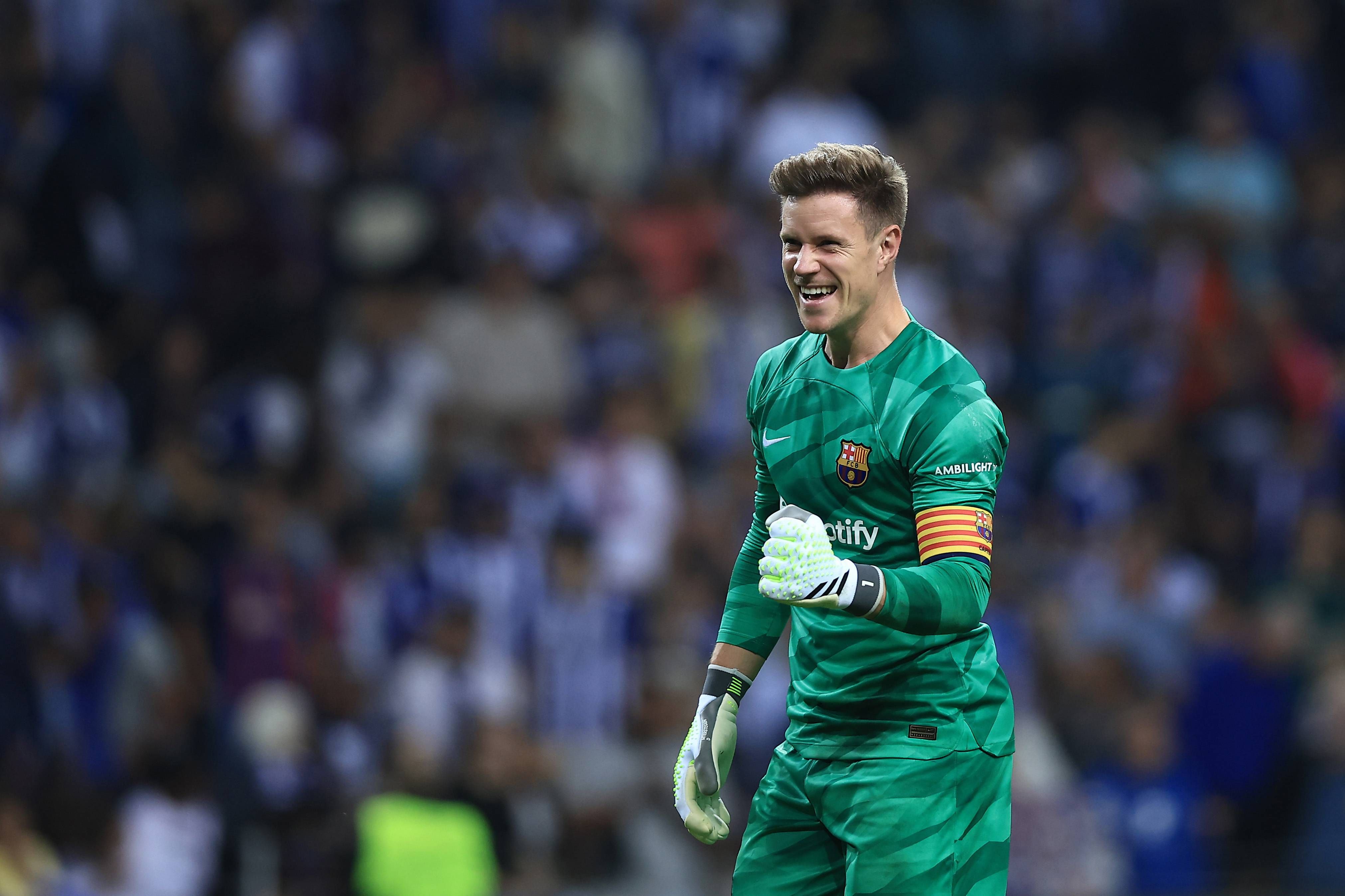 Ter Stegen, celebrando el triunfo ante el Oporto.