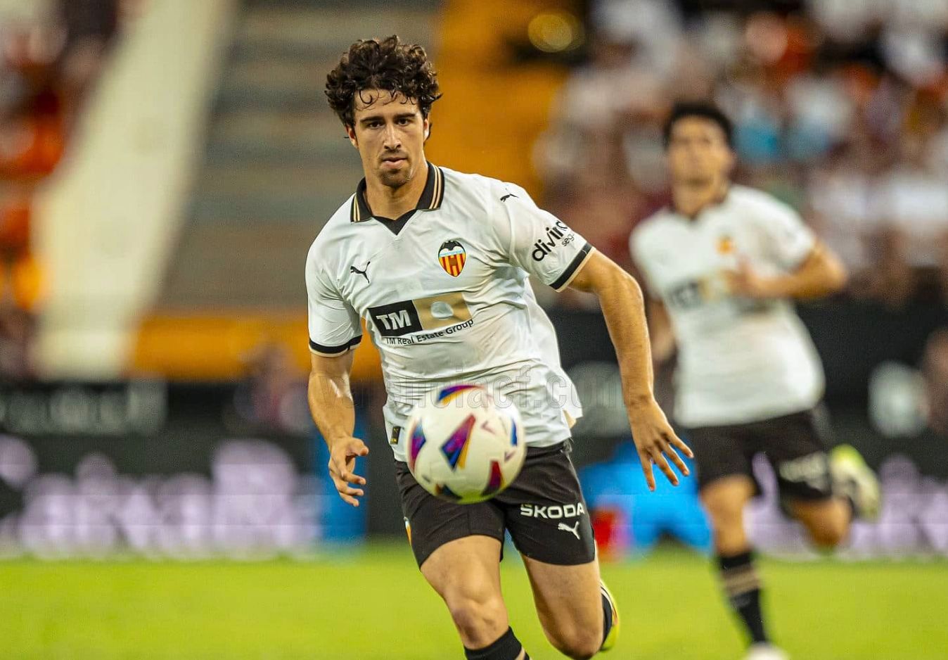 Hugo González, en un partido del Valencia CF.