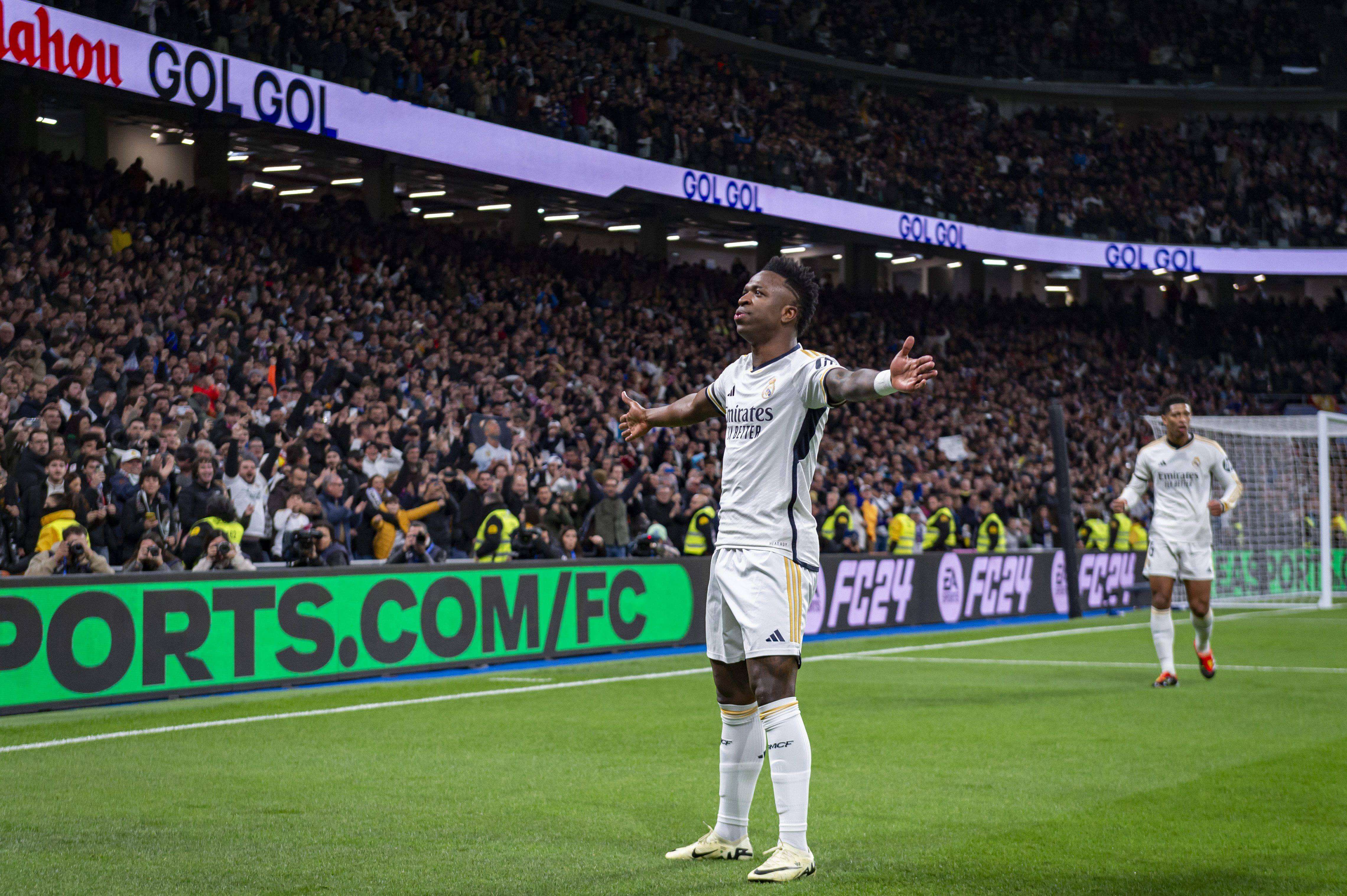  Vinícius celebra su gol en el Real Madrid-Girona.
