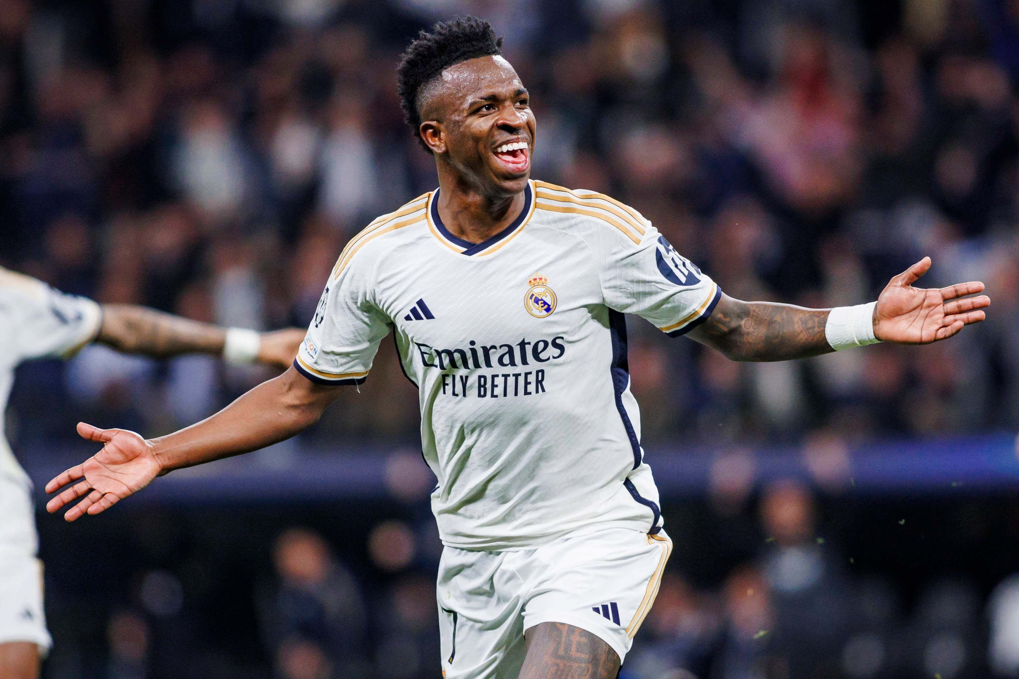  Vinicius celebrando su gol en el Real Madrid-Leipzig.