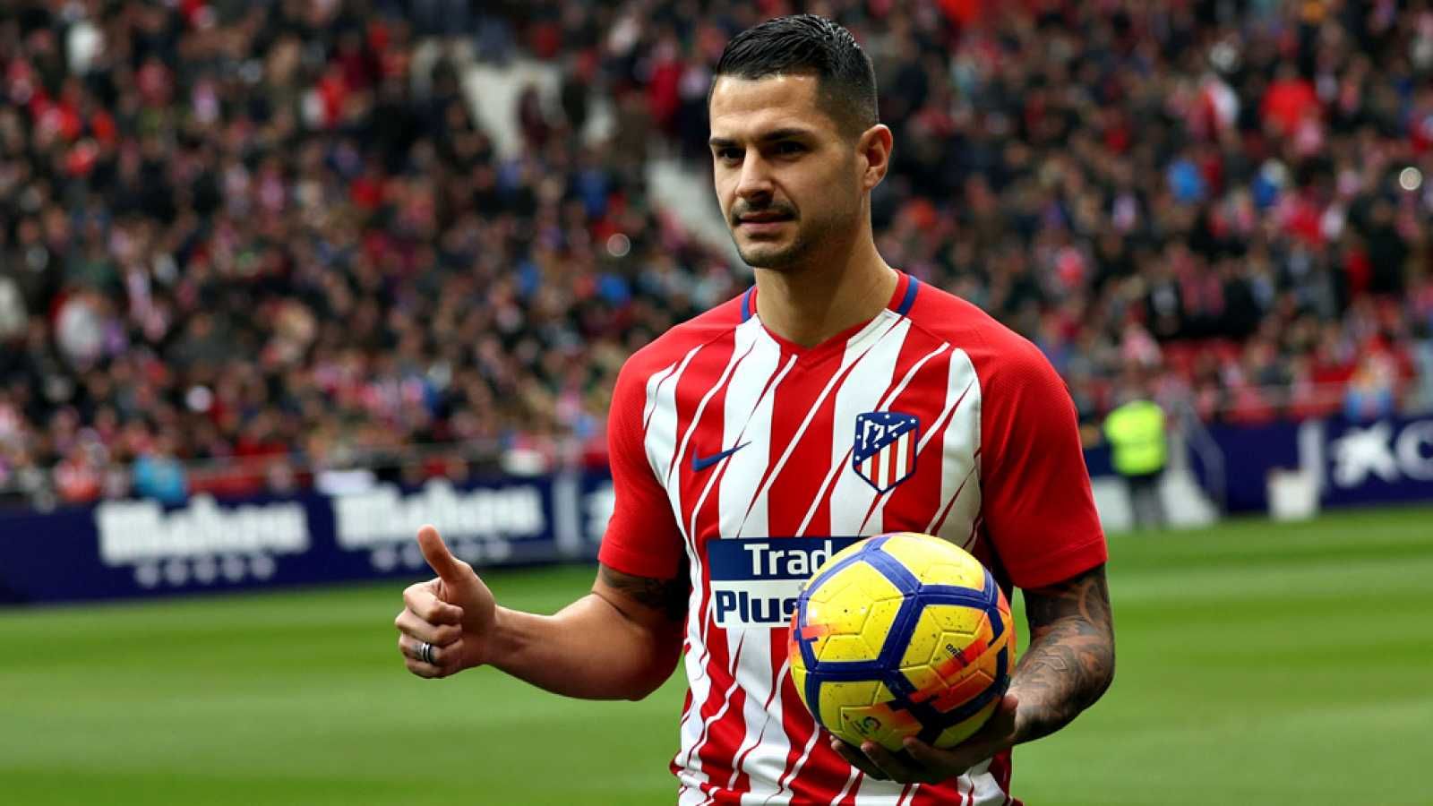 Vitolo, en su presentación con el Atlético.