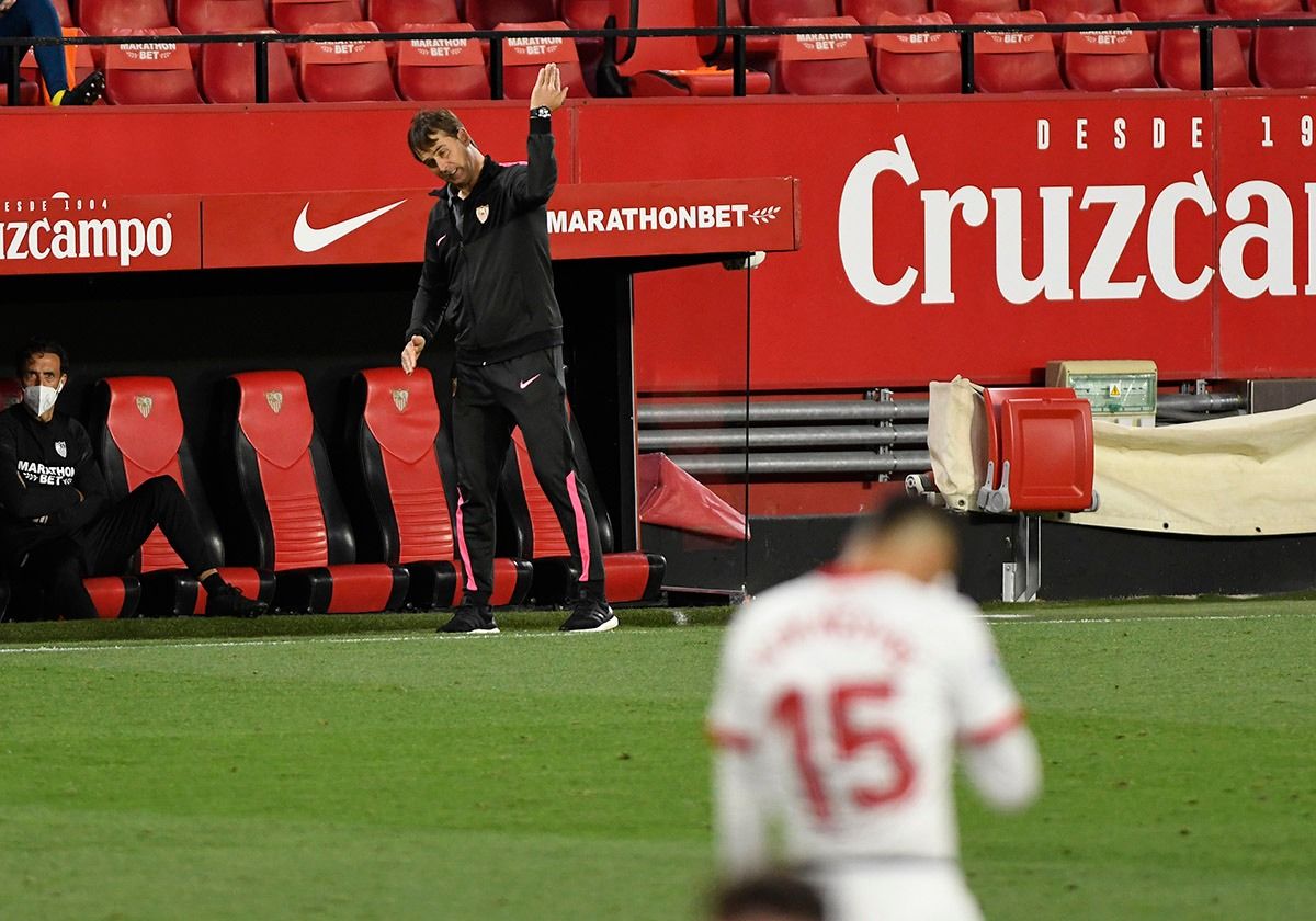 Lopetegui y En-Nesyri, en el Sevilla FC-Athletic Club.