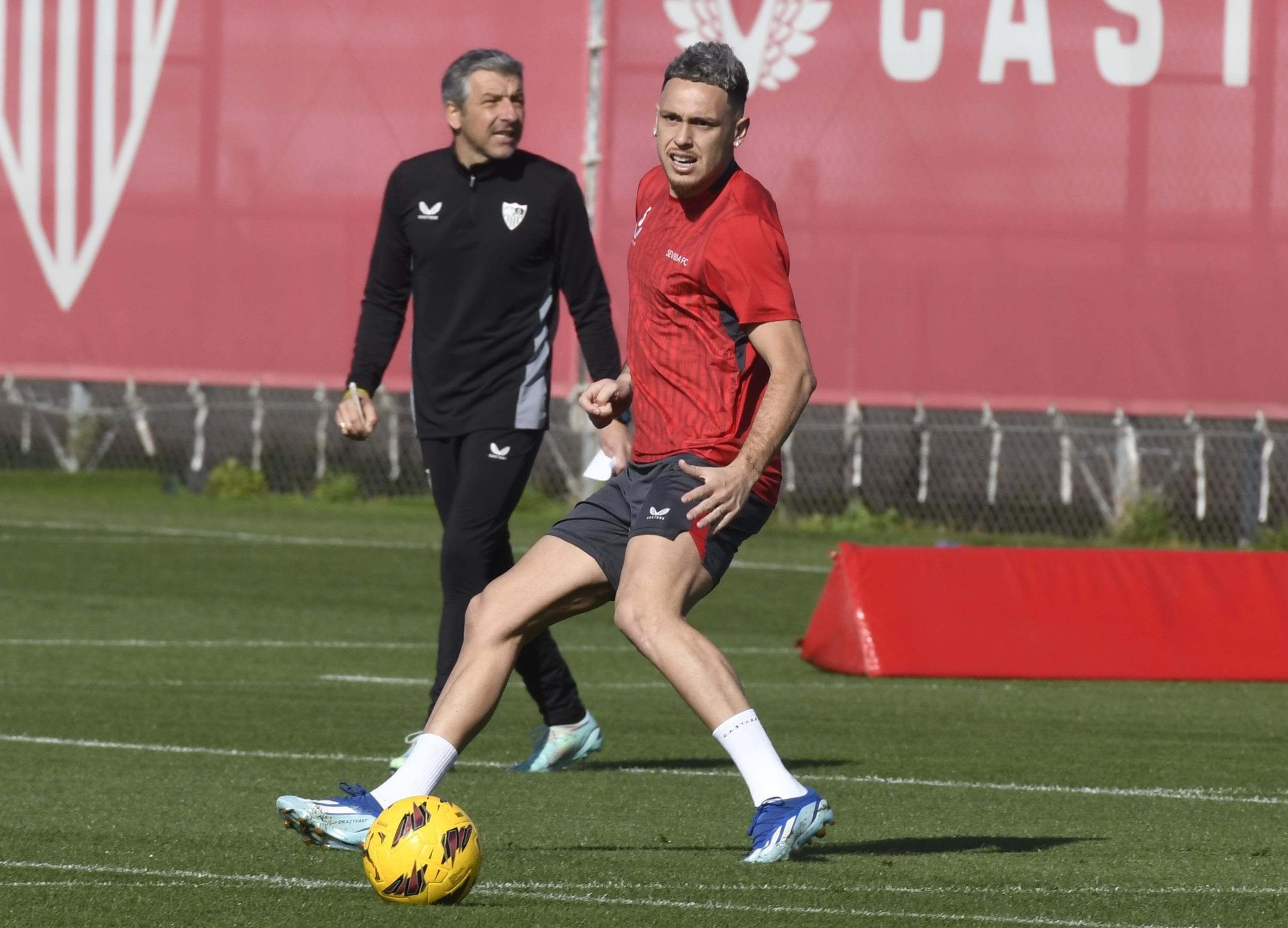  Lucas Ocampos, en el entrenamiento del miércoles.
