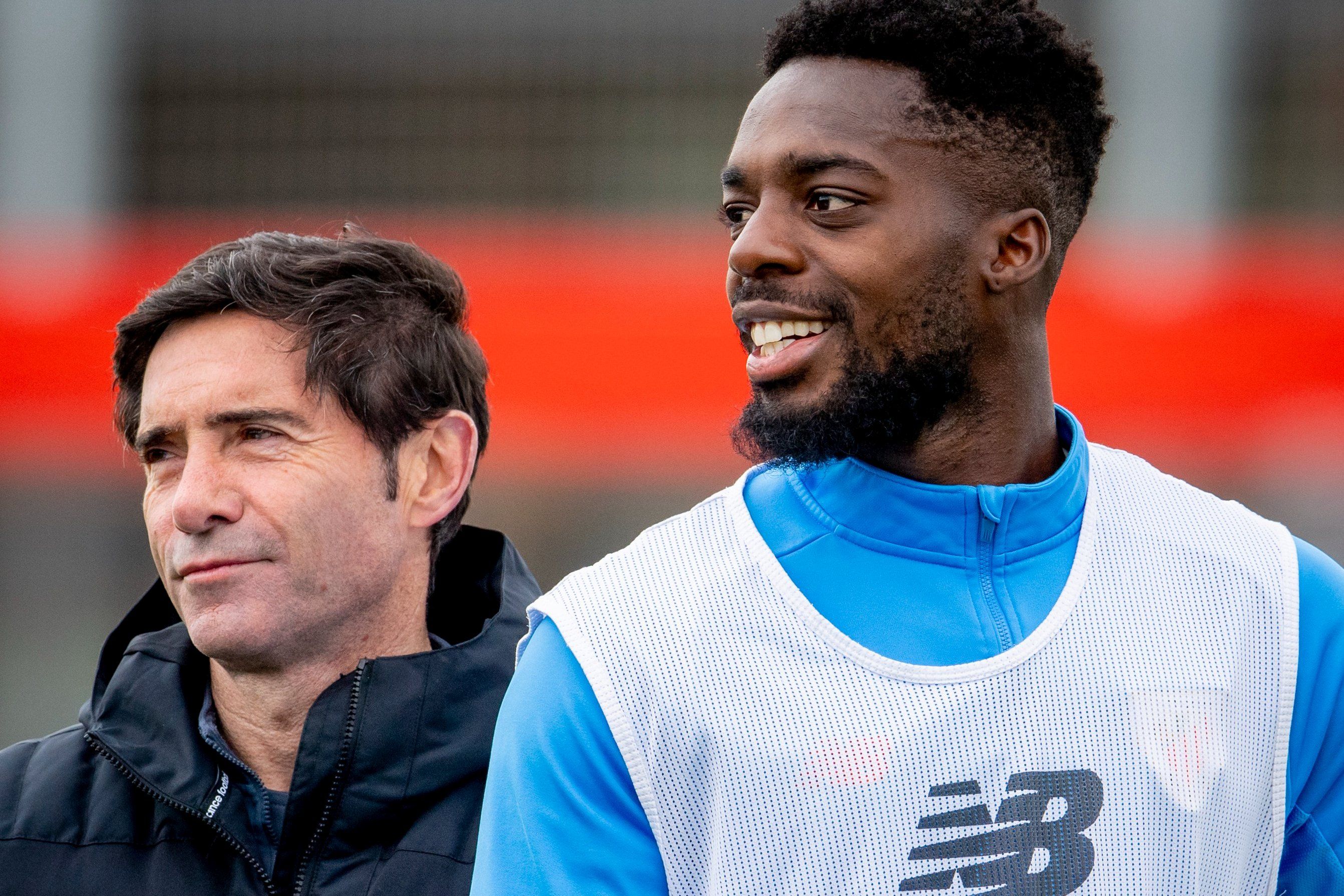  Marcelino e Iñaki Williams, juntos en Lezama.