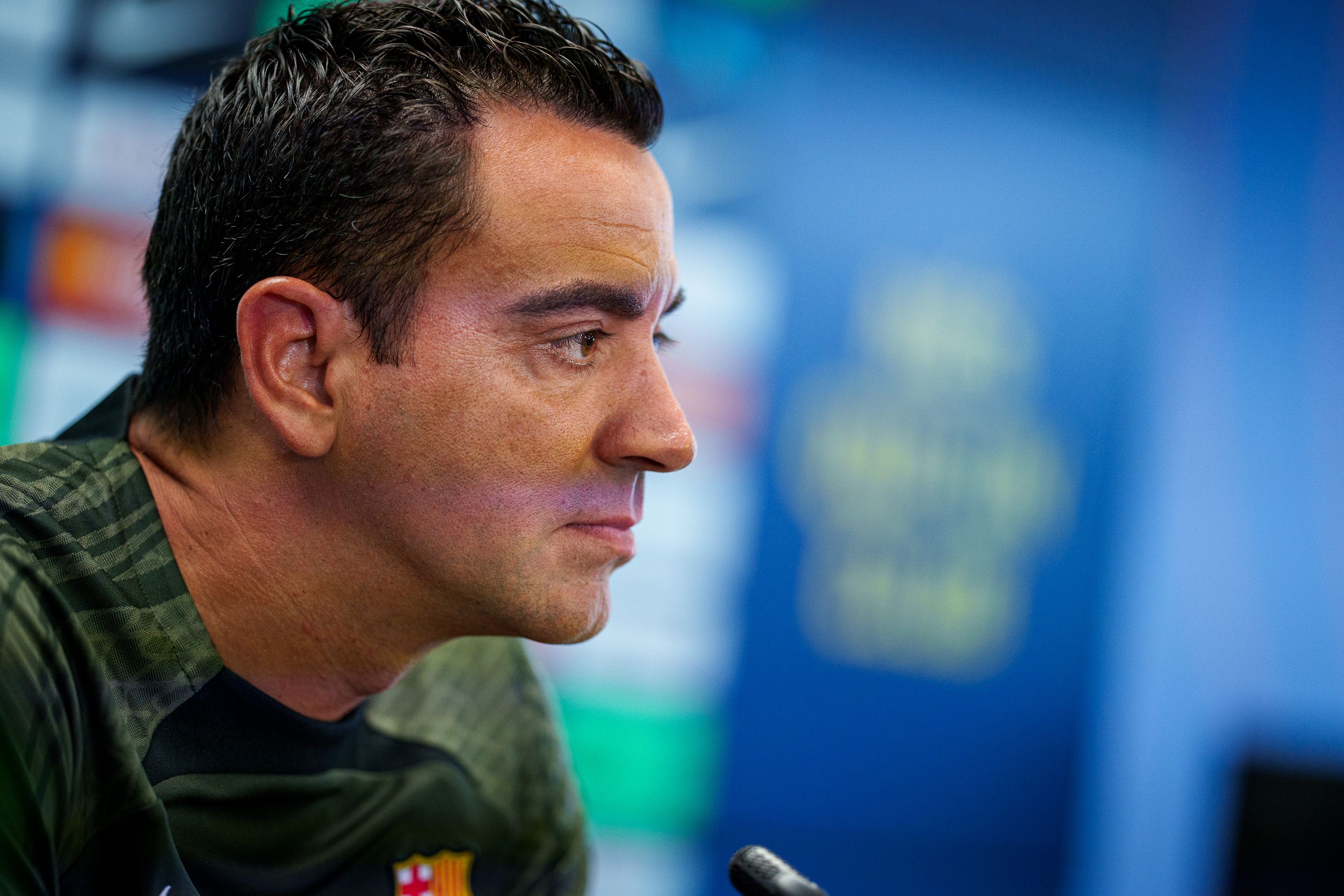  Xavi Hernández, en rueda de prensa.