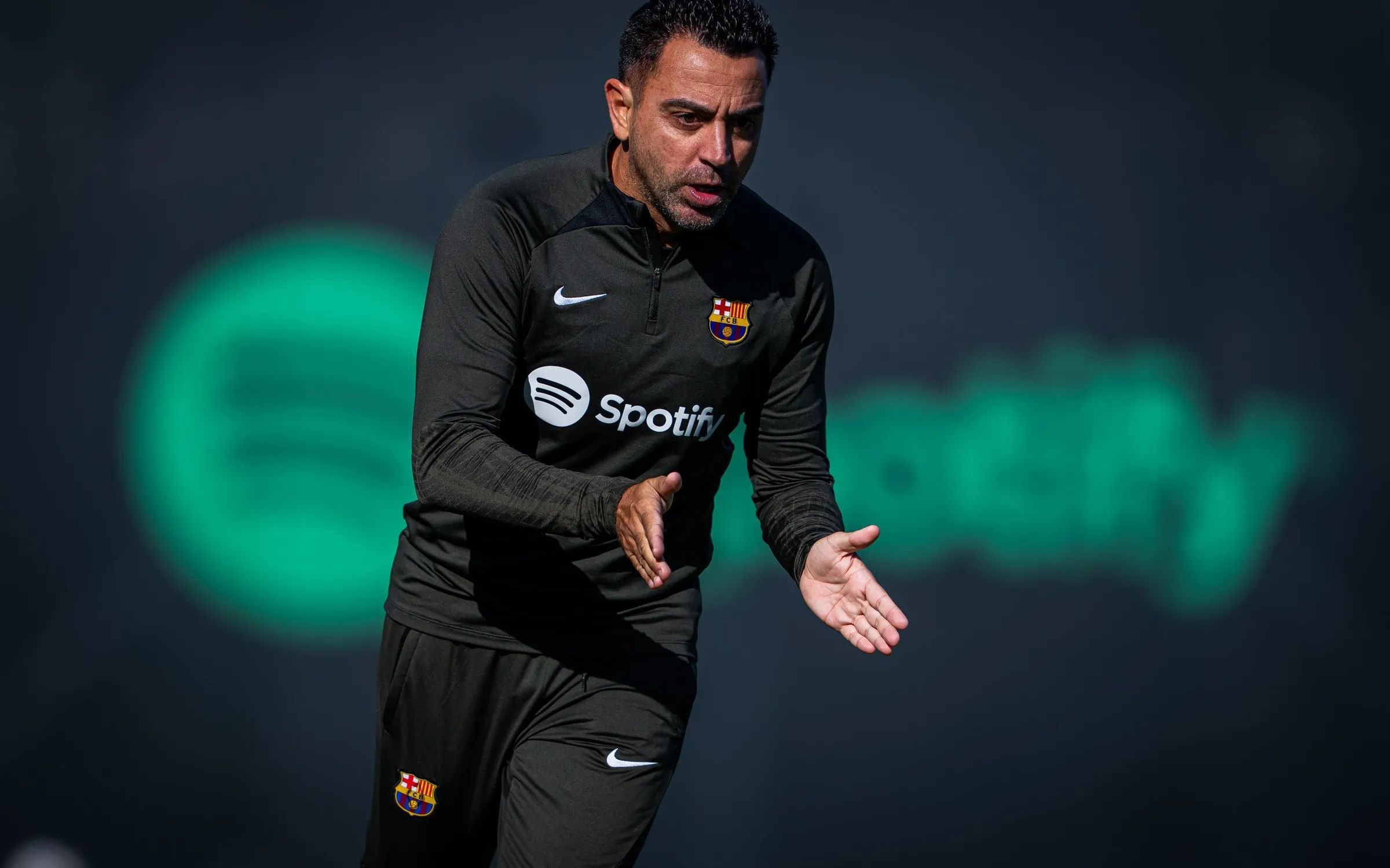  Xavi Hernández, en un entrenamiento con el Barça.