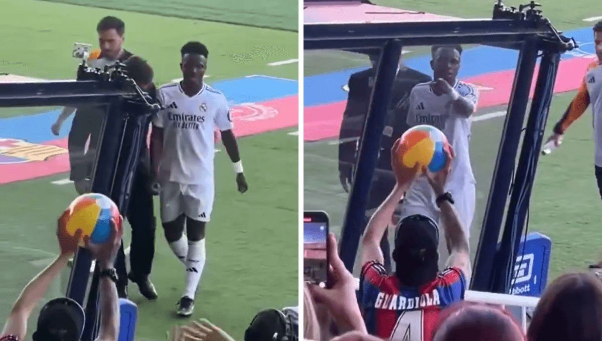 El gesto de Vinícius a un balón de playa en el Barça-Real Madrid