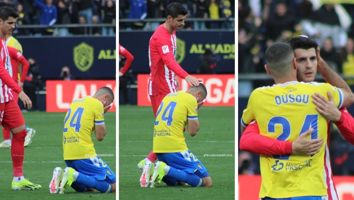  Aiham Ousou y Álvaro Morata, en el Cádiz - Atlético (Fotos: Cádiz CF).