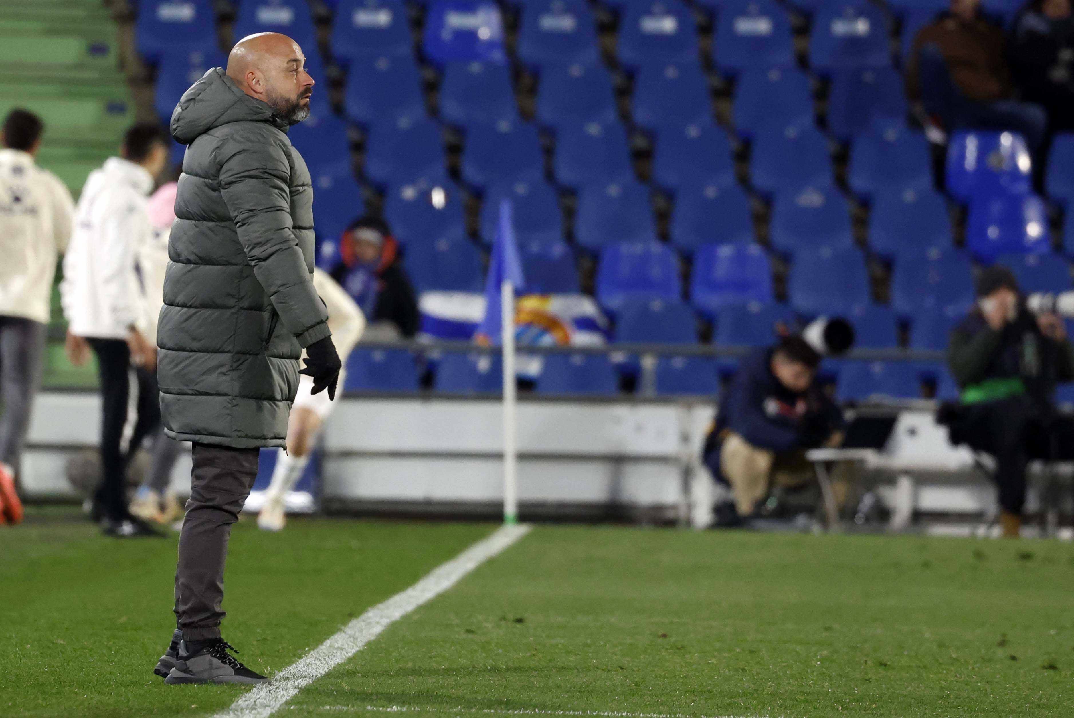 Manolo González, viendo el Getafe- Espanyol.