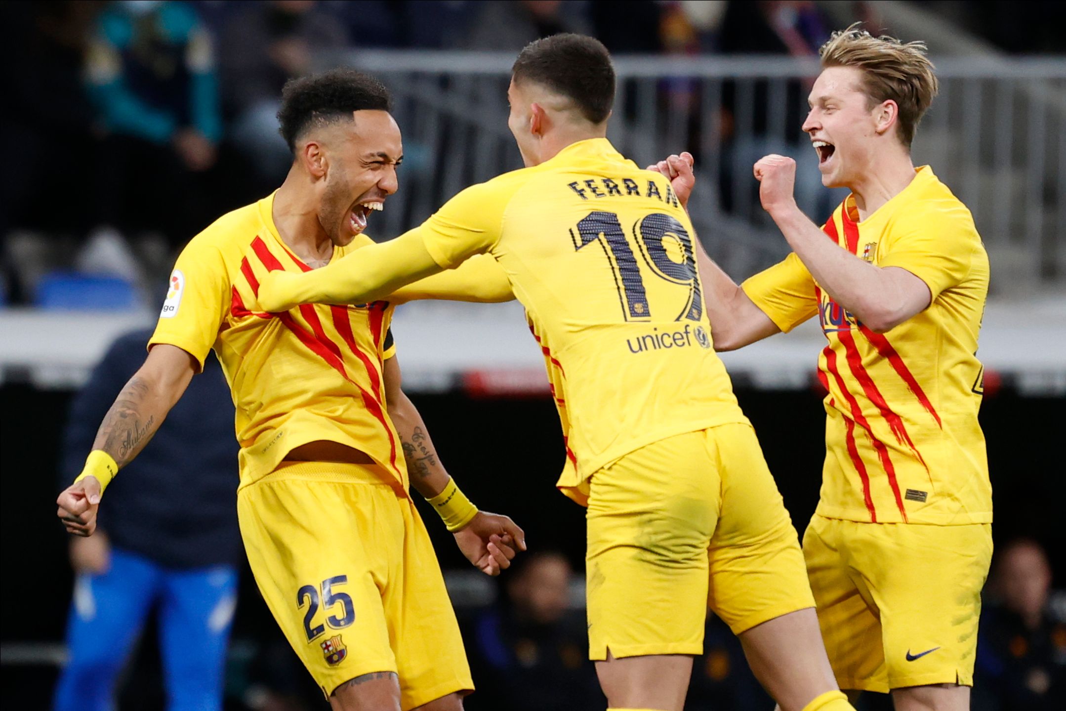  Celebración de un tanto de Aubameyang en el Clásico de 2022.