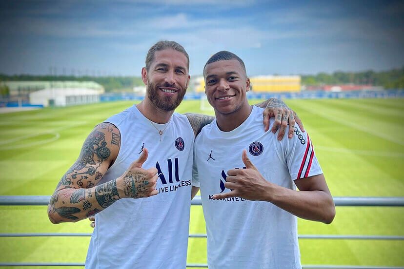  Sergio Ramos y Mbappé, cuando compartían vestuario en el PSG.