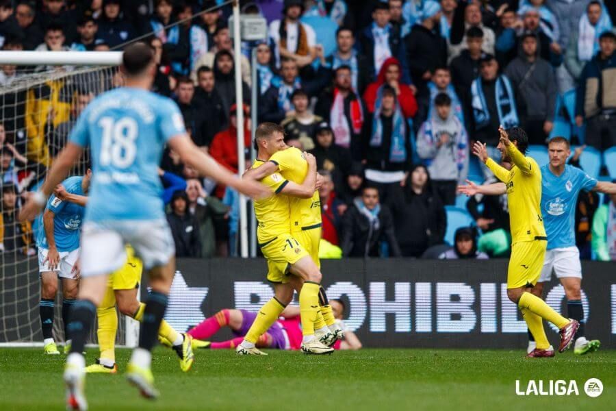  Celebración de uno de los goles del Villarreal ante el Celta.