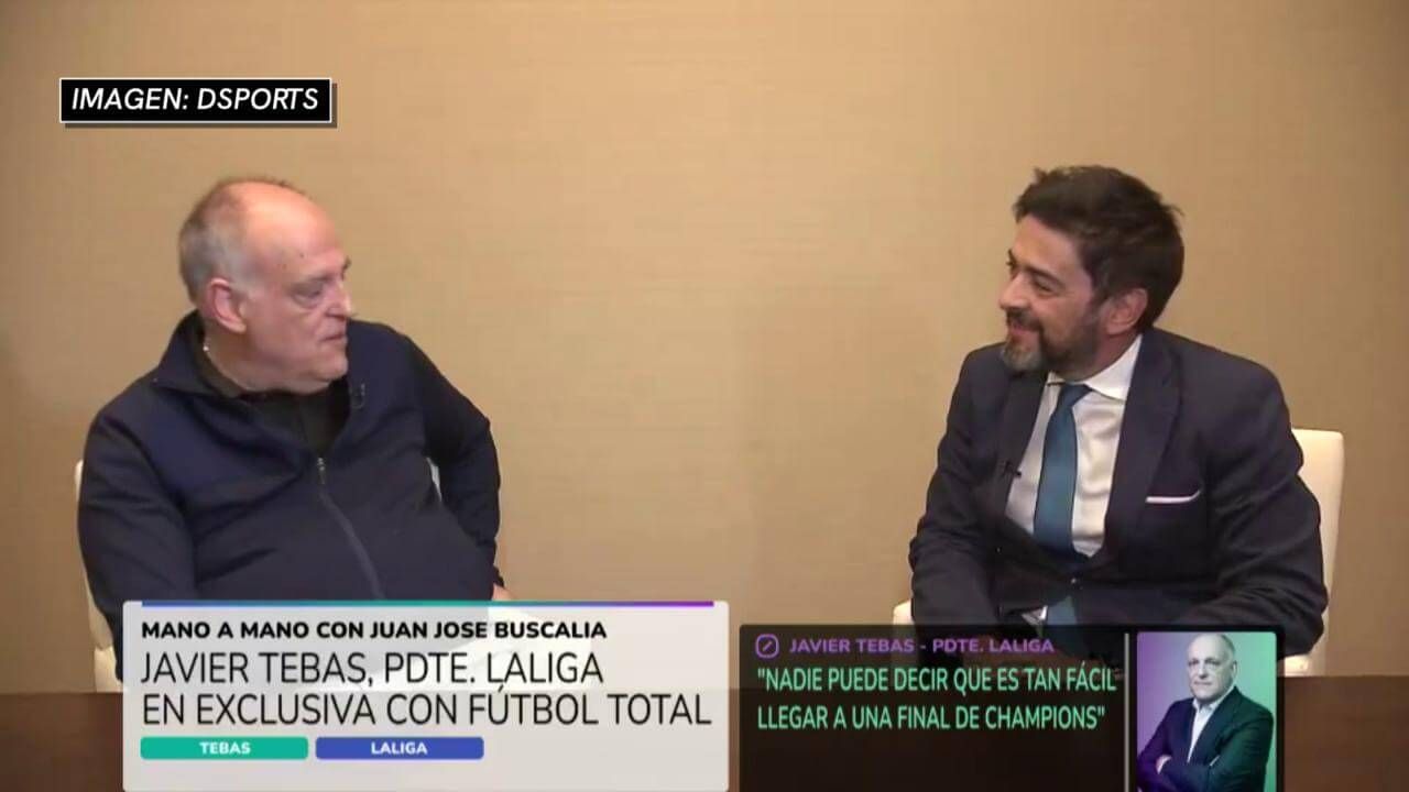 Javier Tebas durante la entrevista con el diario 'Olé'