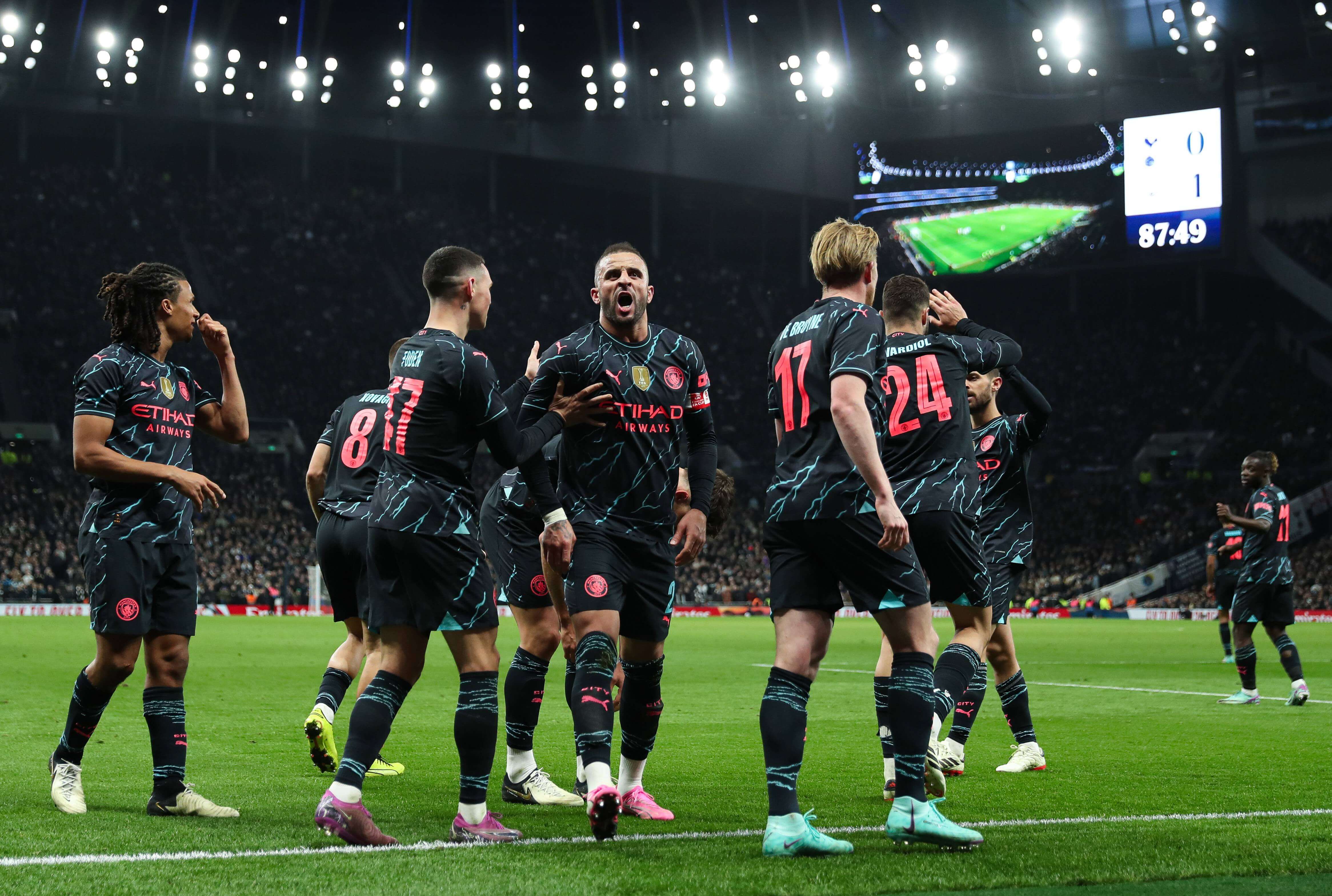  El Manchester City celebra un gol durante el partido de FA Cup 2024 contra el Tottenham (Cordon Press)