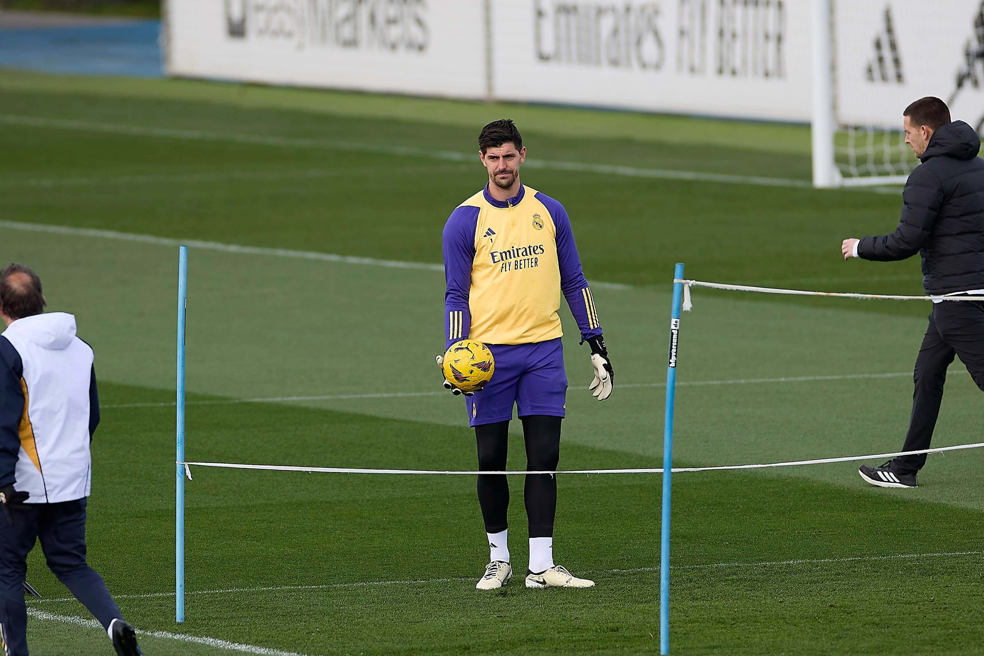 Thibaut Courtois en un entrenamiento con el Real Madrid