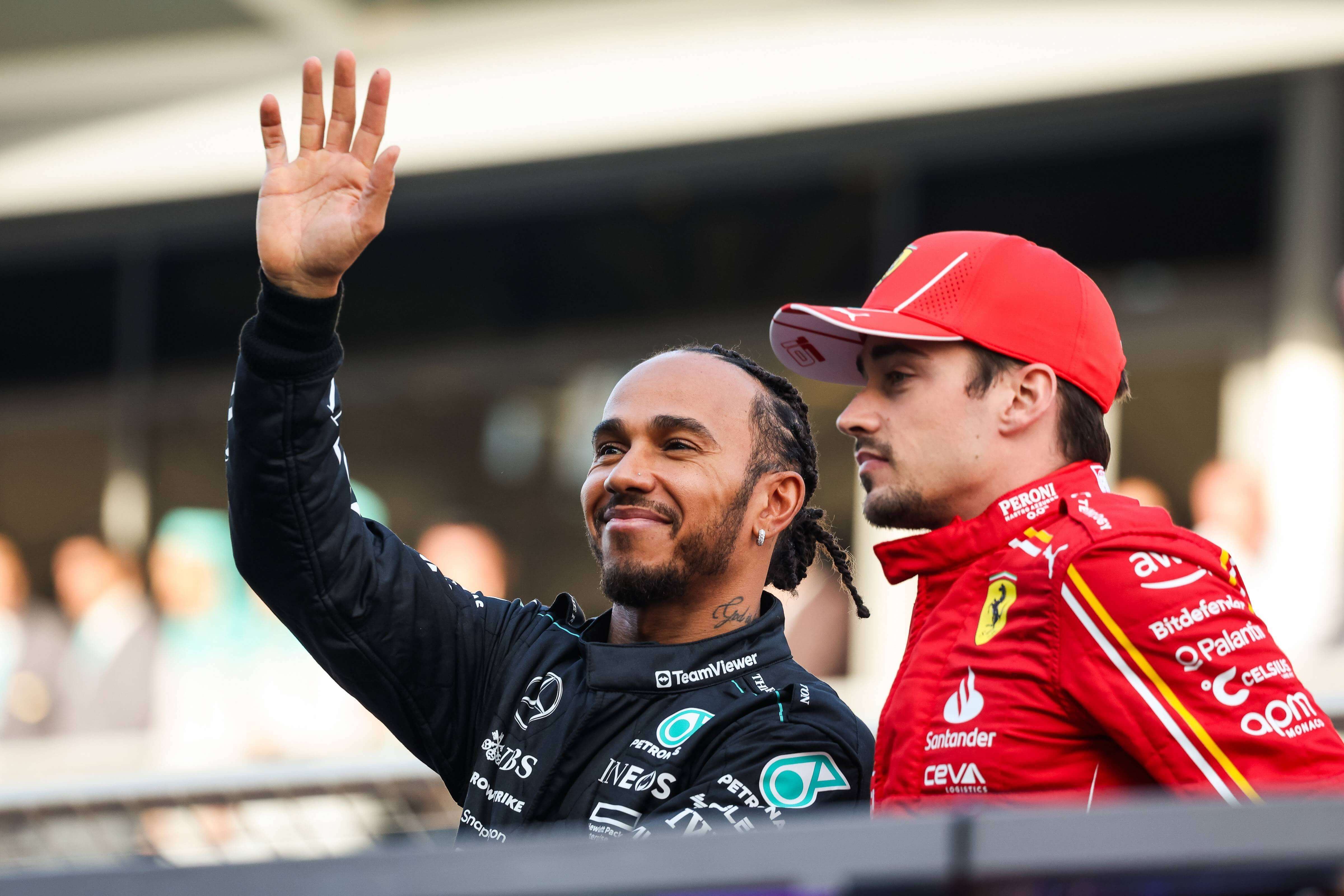  Lewis Hamilton y Charles Leclerc, en el GP de Bahréin.