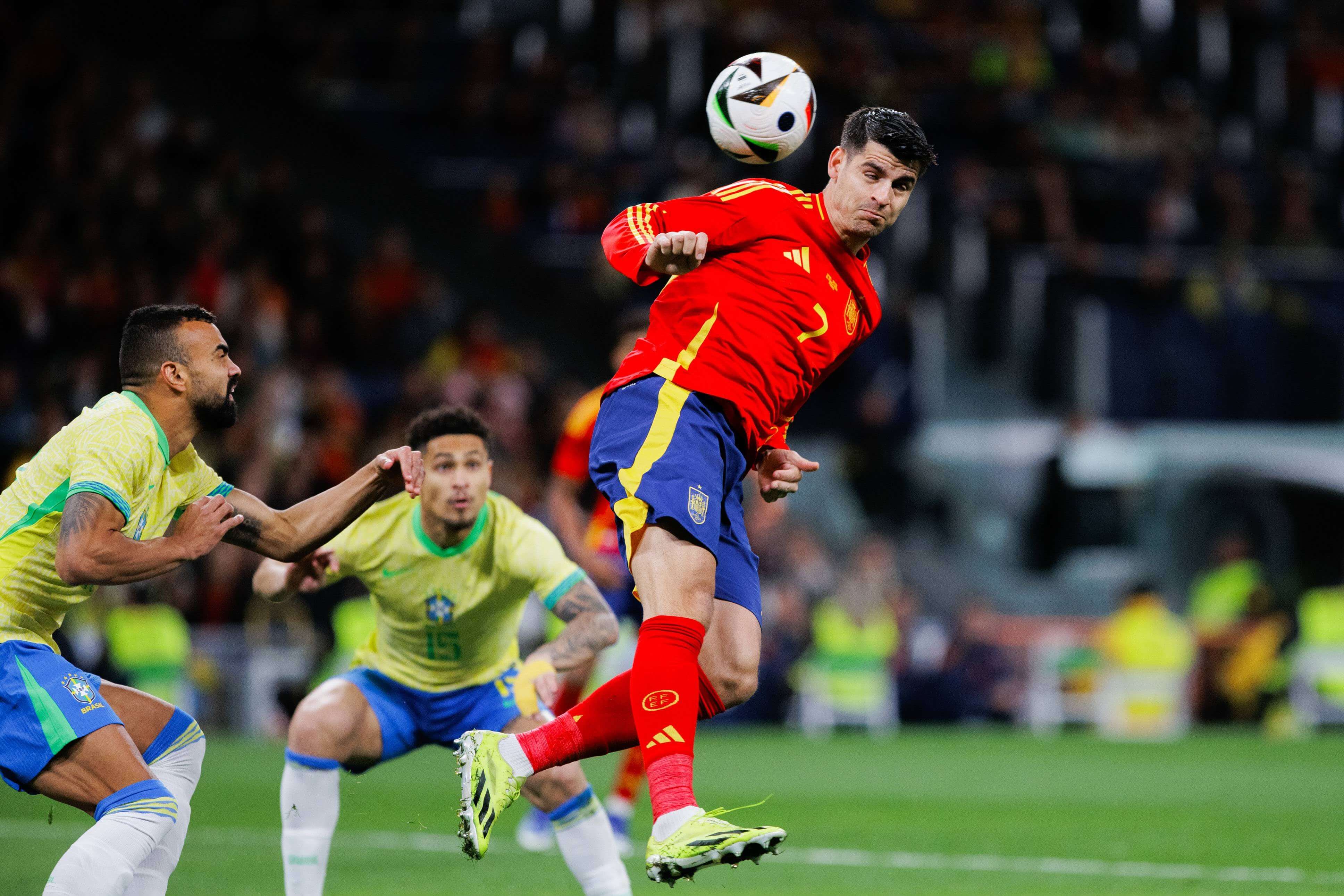 Álvaro Morata en el España-Brasil, en el Santiago Bernabéu