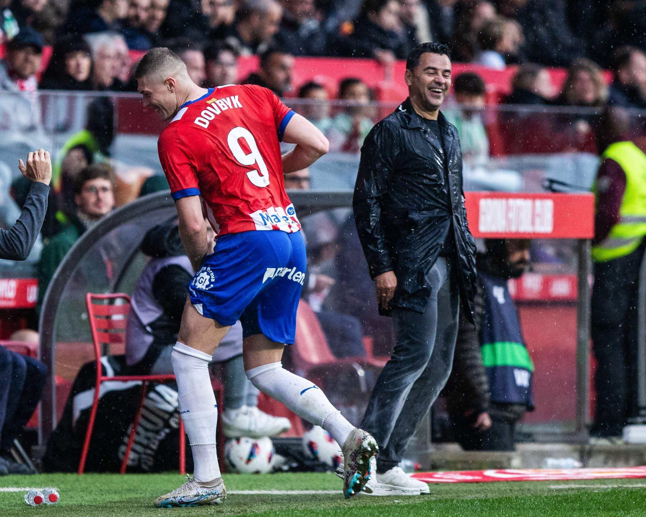 Míchel y Dovbyk en un partido del Girona (Cordon Press)