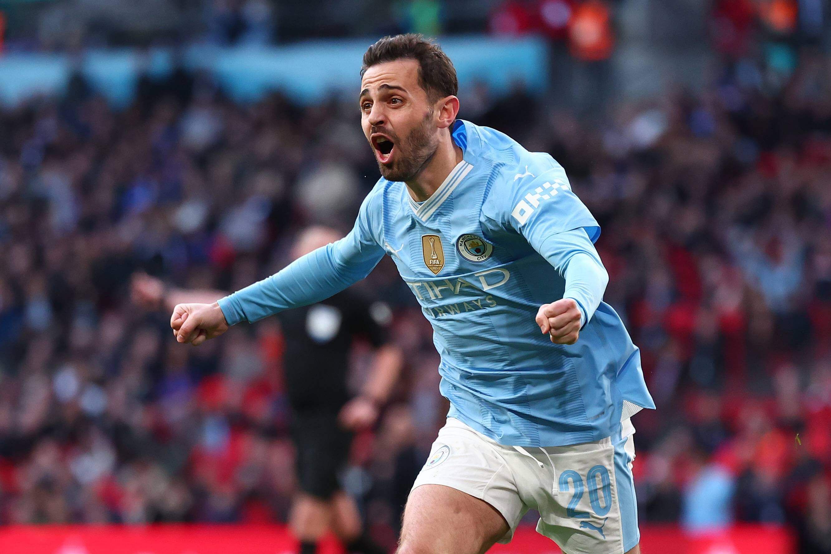 Bernardo Silva celebrando un gol con el Manchester City (Foto: Cordon Press).