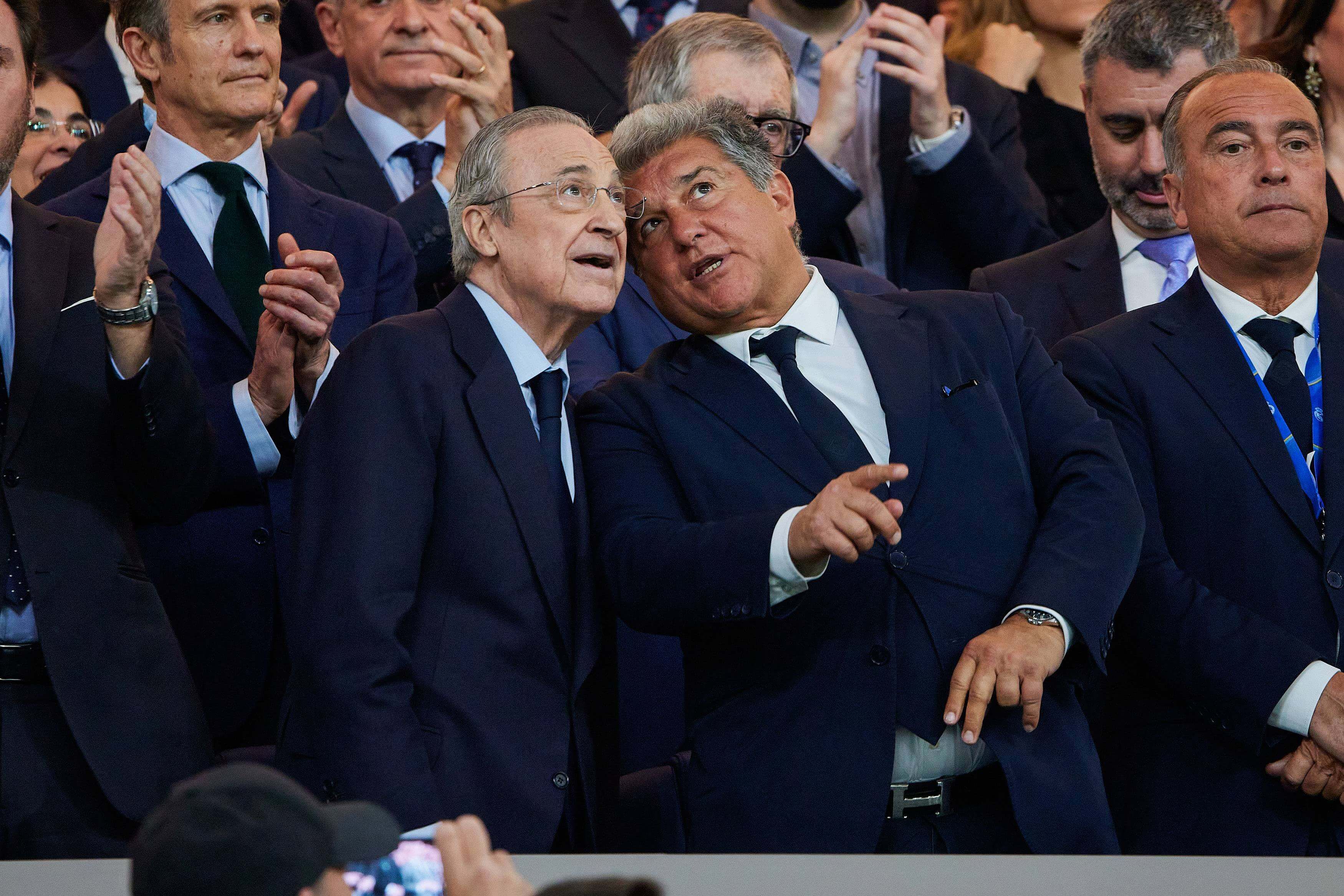  Florentino Pérez y Joan Laporta, en el Clásico del Bernabéu.