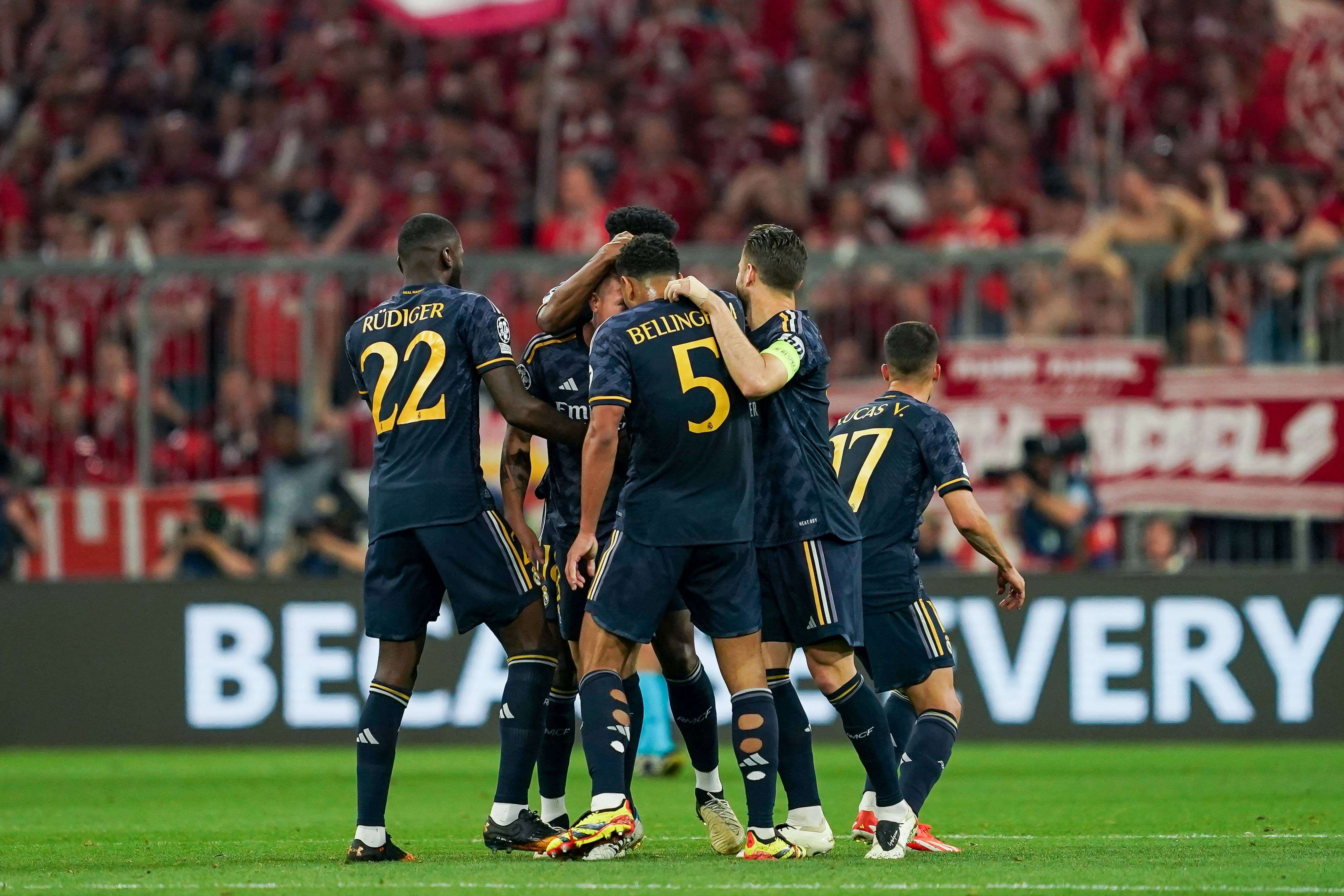 Los jugadores del Real Madrid celebrando un gol ante el Bayern.