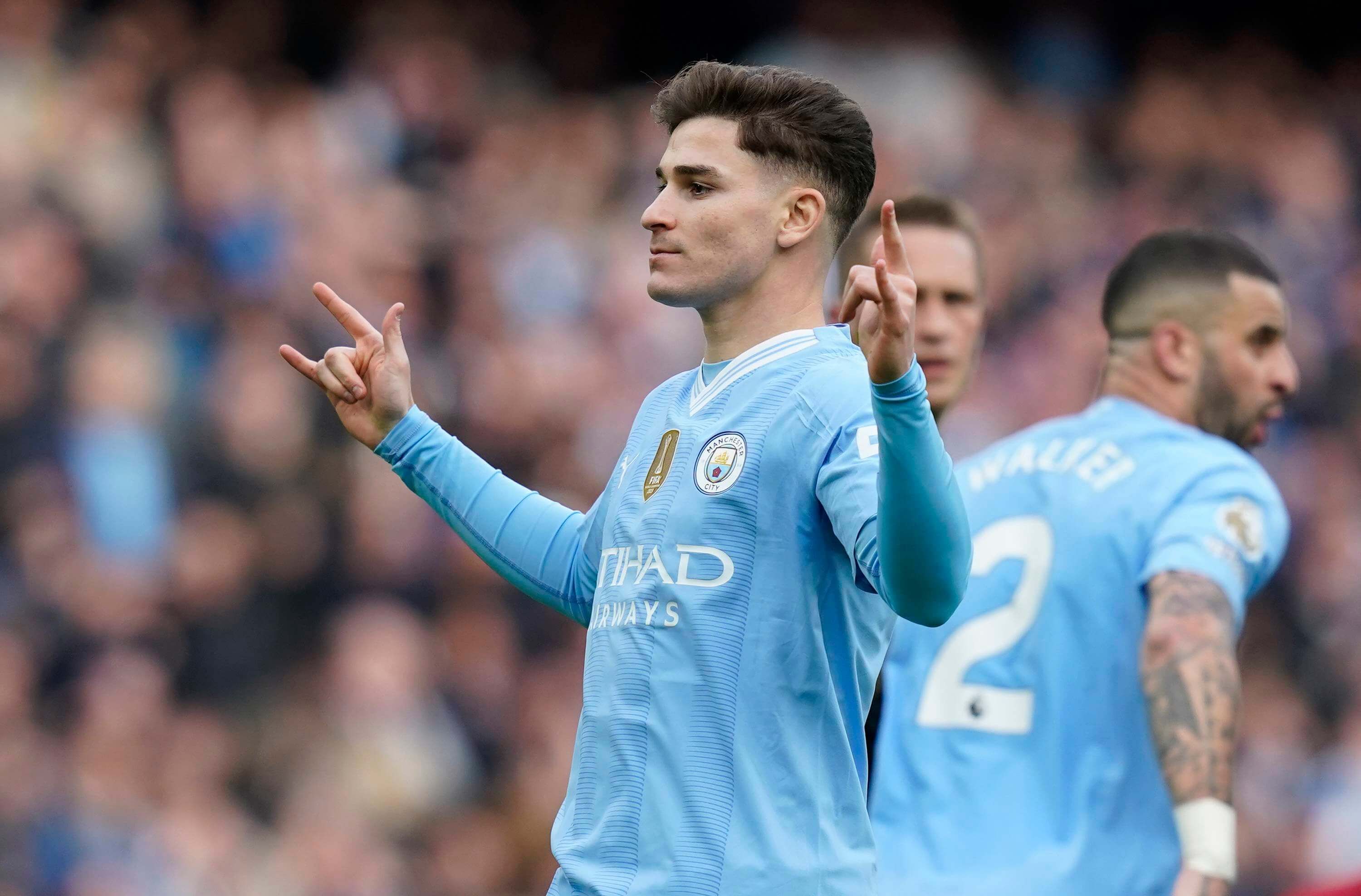  Julián Álvarez, en un partido con el Manchester City.