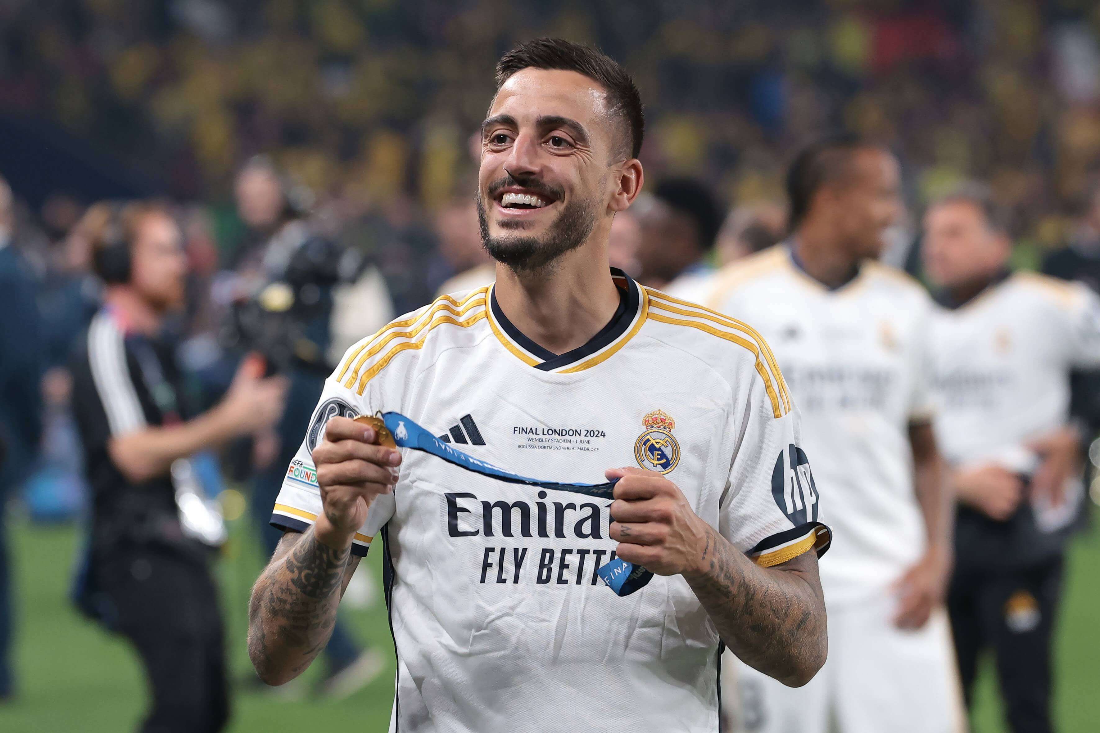 Joselu, tras ganar la Champions con el Real Madrid (FOTO: Cordón Press).