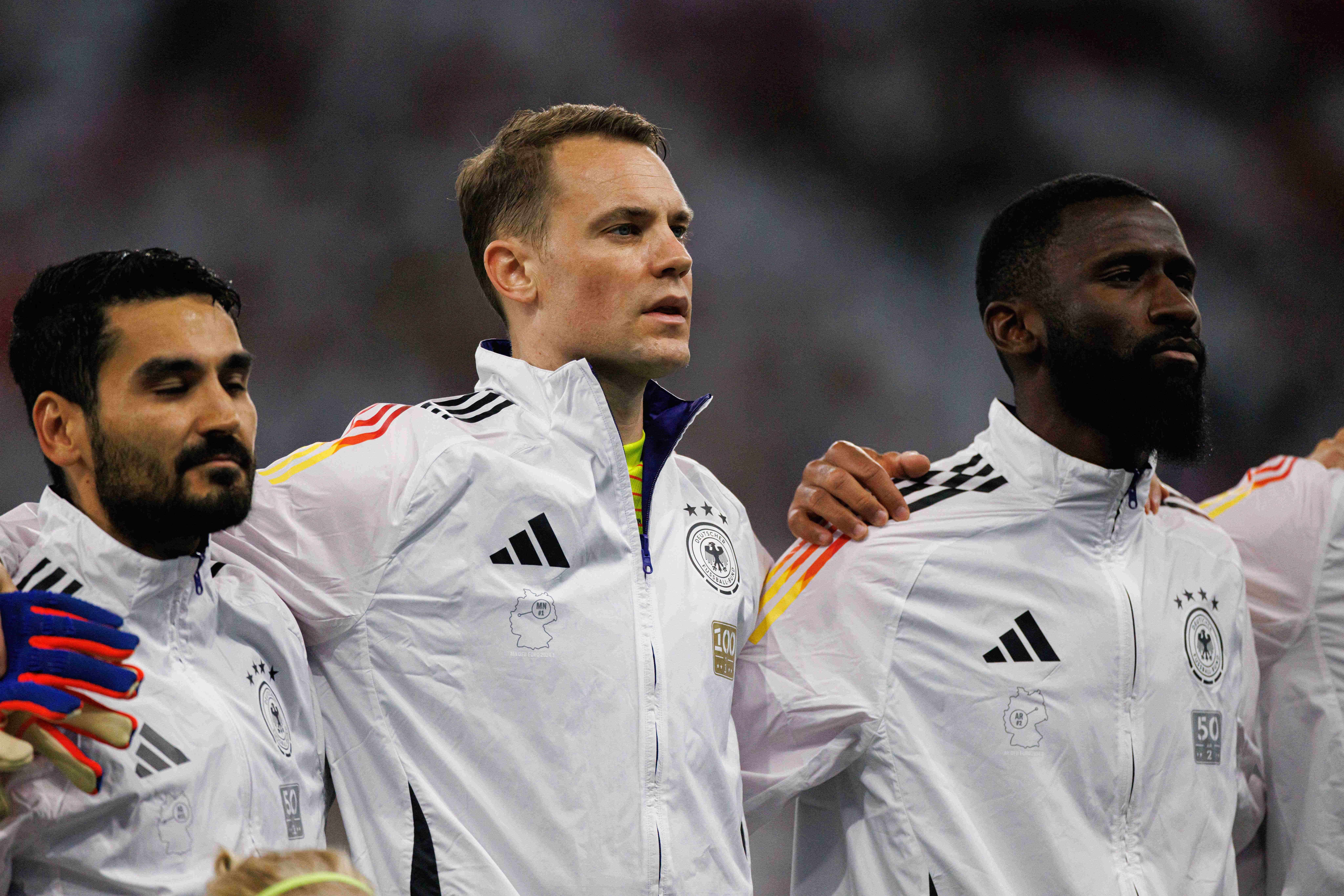  Gündogan, Neuer y Rüdiger antes de jugar un partido de la Eurocopa 2024 (Cordon Press)