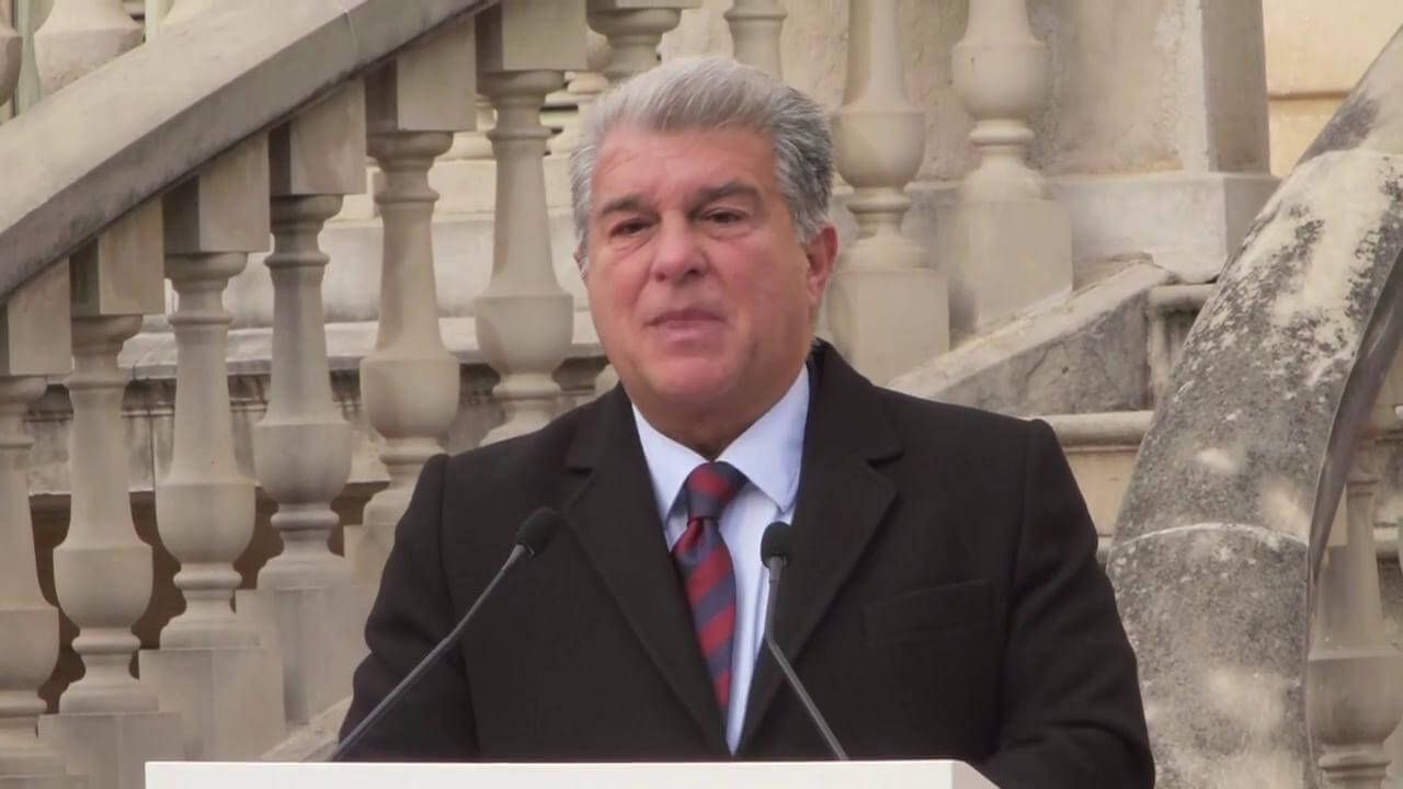 Joan Laporta bromea con el sueño del triplete y se emociona con los valores del Barcelona