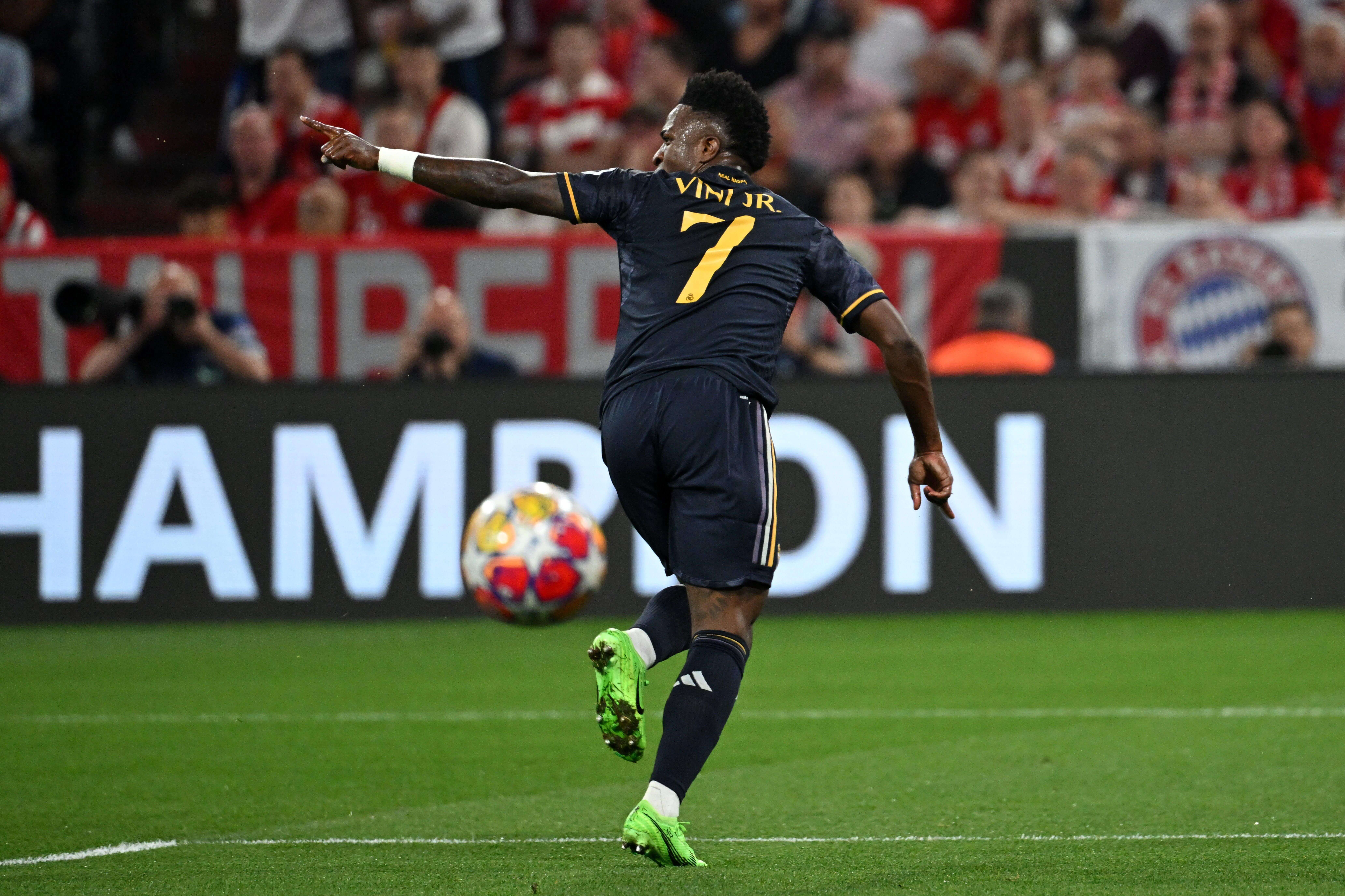  Vinicius Jr. celebra uno de sus goles al Bayern.