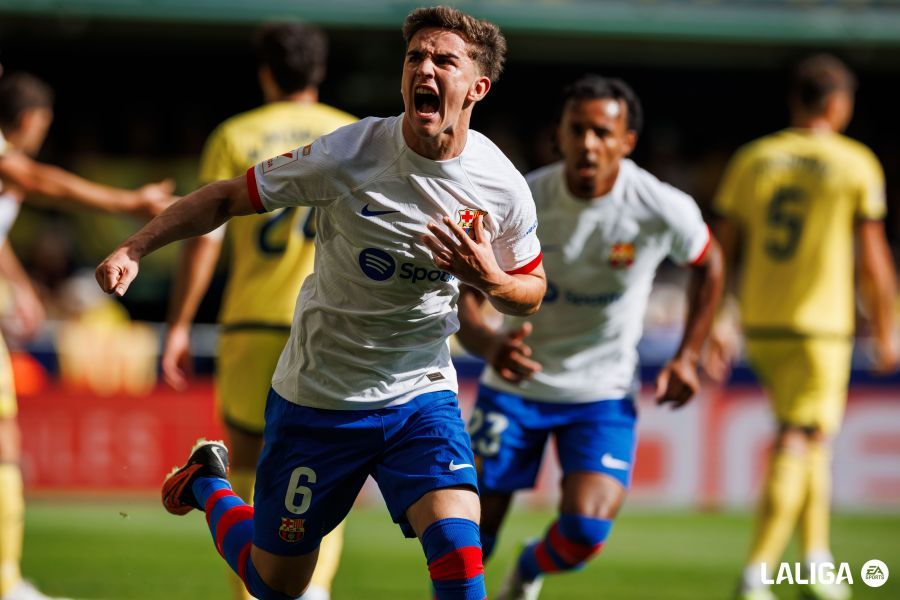  Gavi celebra su gol en el Villarreal-Barcelona.