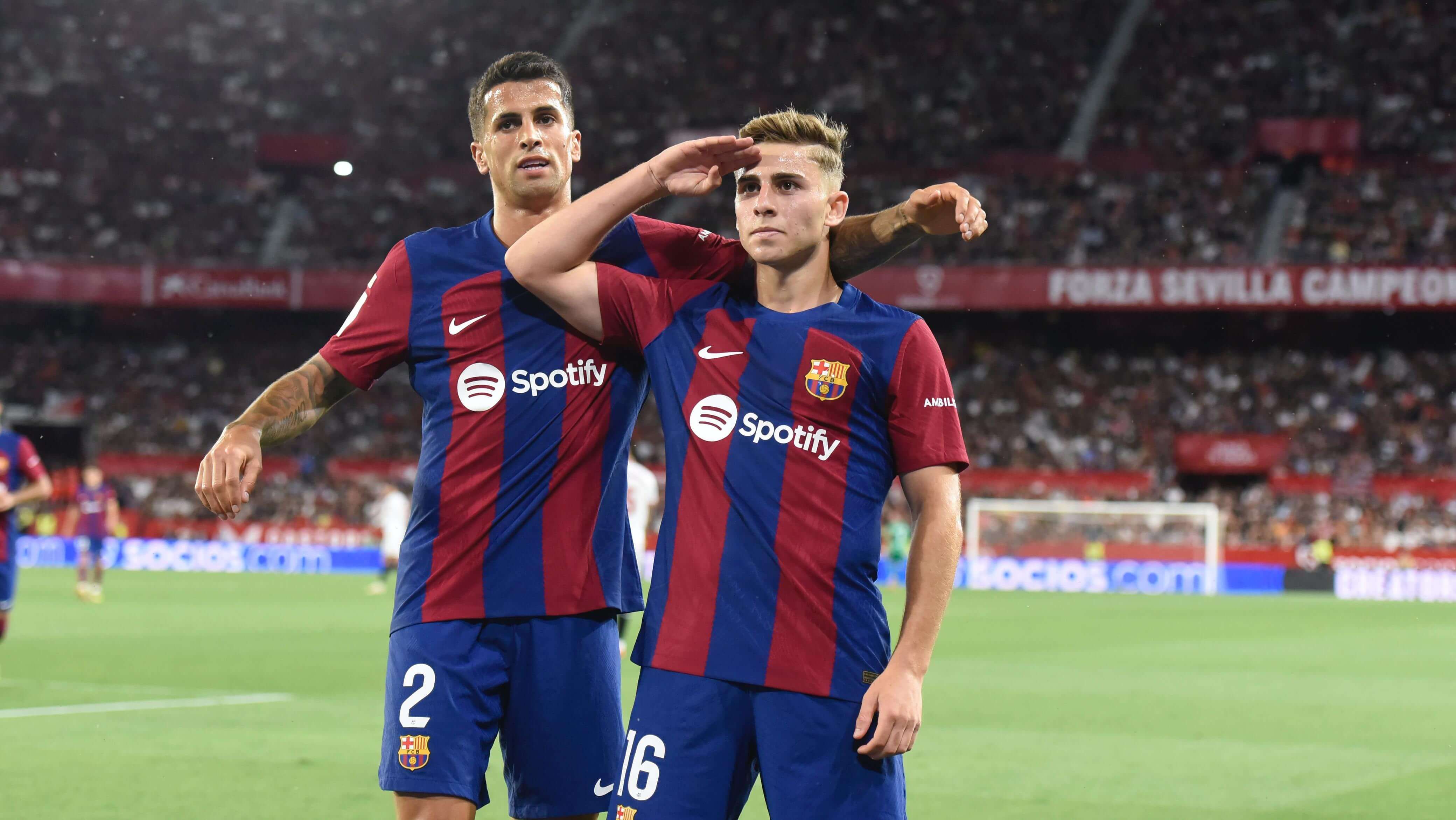  Fermín López celebrando su gol en el Barça-Sevilla.