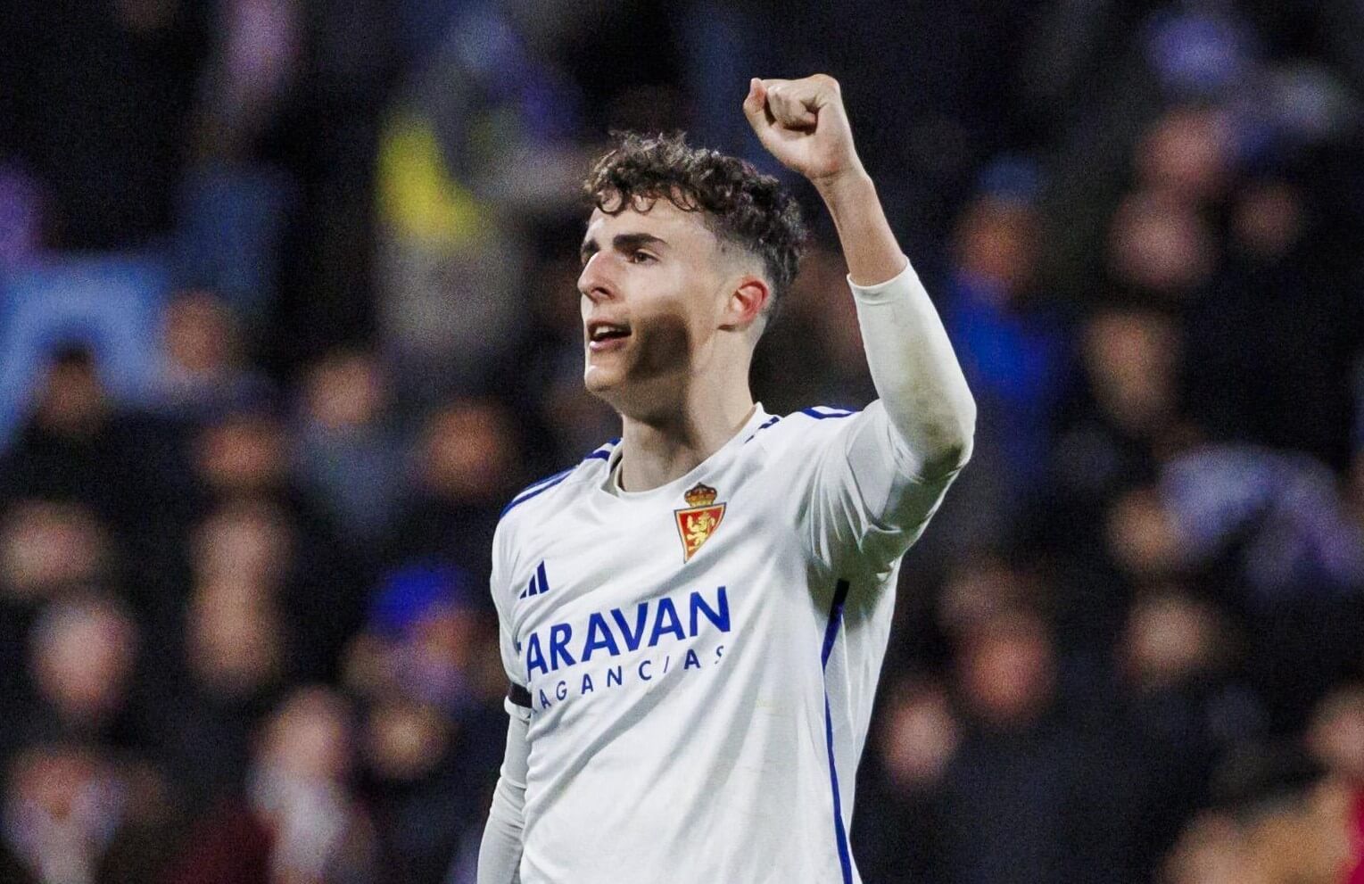 Alejandro Francés celebra su gol en el Zaragoza - Cartagena.