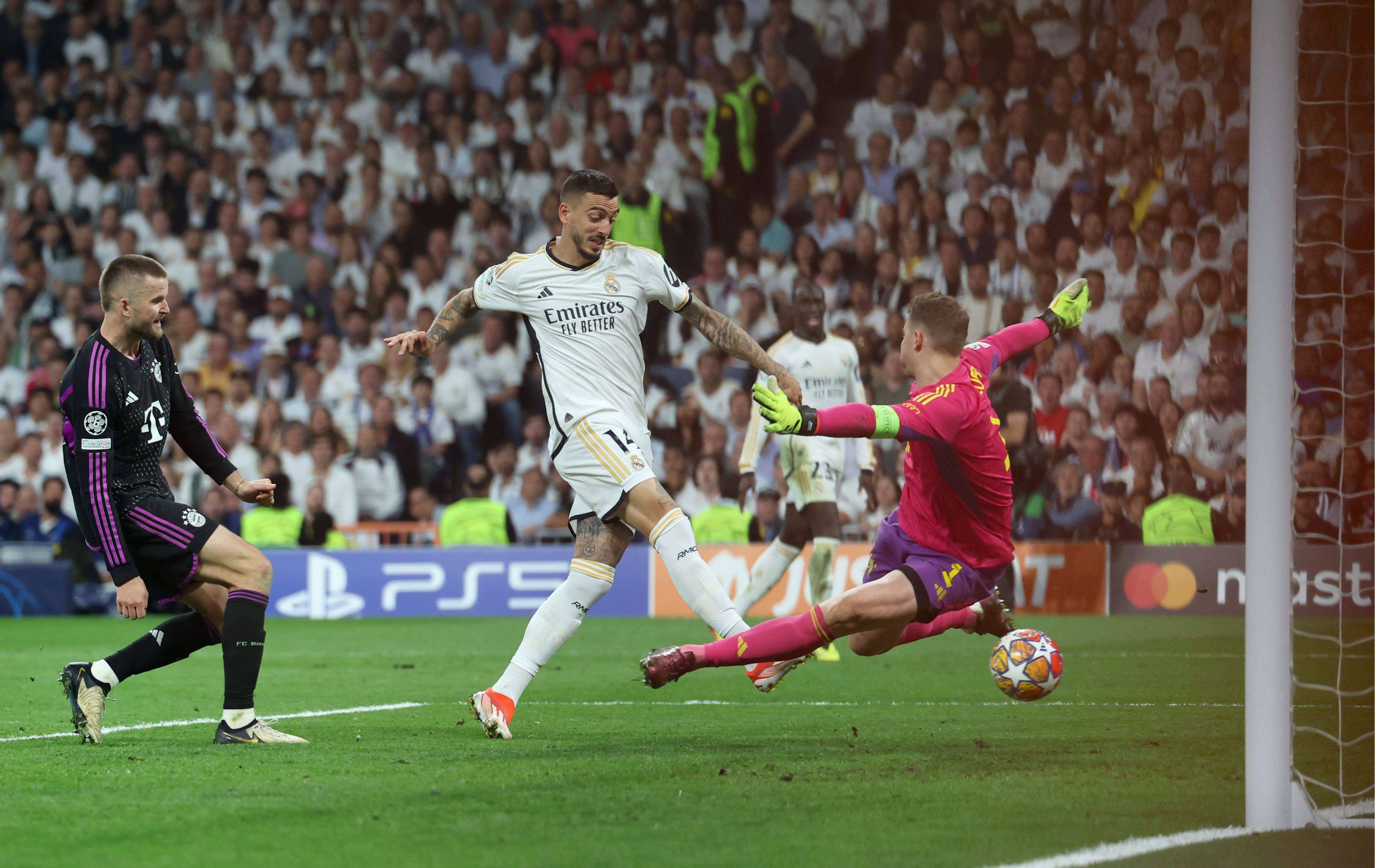 Joselu marcando el gol del empate en el Bayern-Real Madrid.
