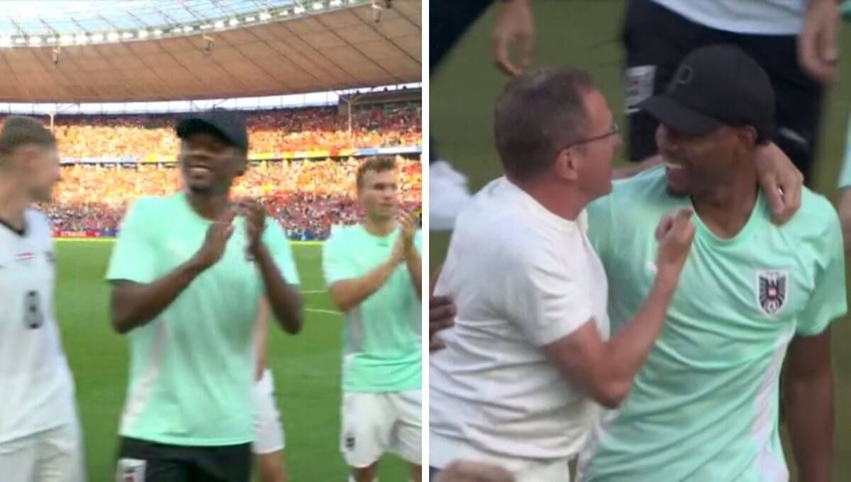  David Alaba celebra el primer puesto de Austria.