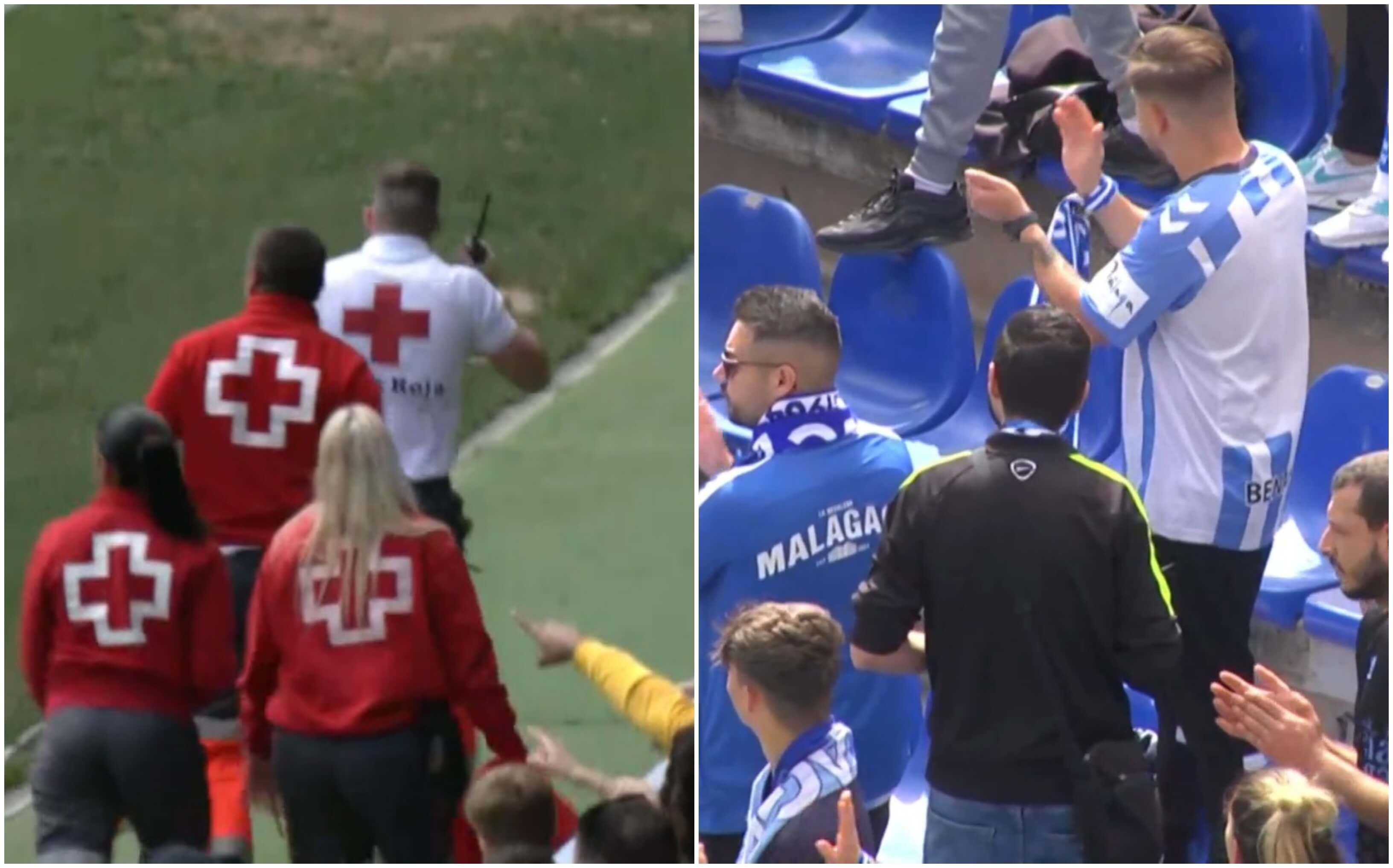 Aficionado del Málaga atendido en La Rosaleda.
