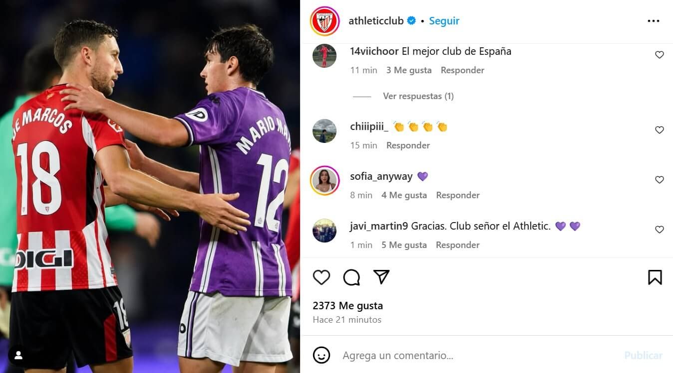 Agradecimientos de la afición del Valladolid al Athletic por su mensaje de apoyo