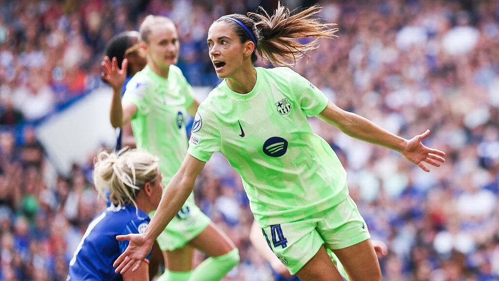  Aitana Bonmatí celebra un gol en Stamford Bridge ('X' FC Barcelona Femení)