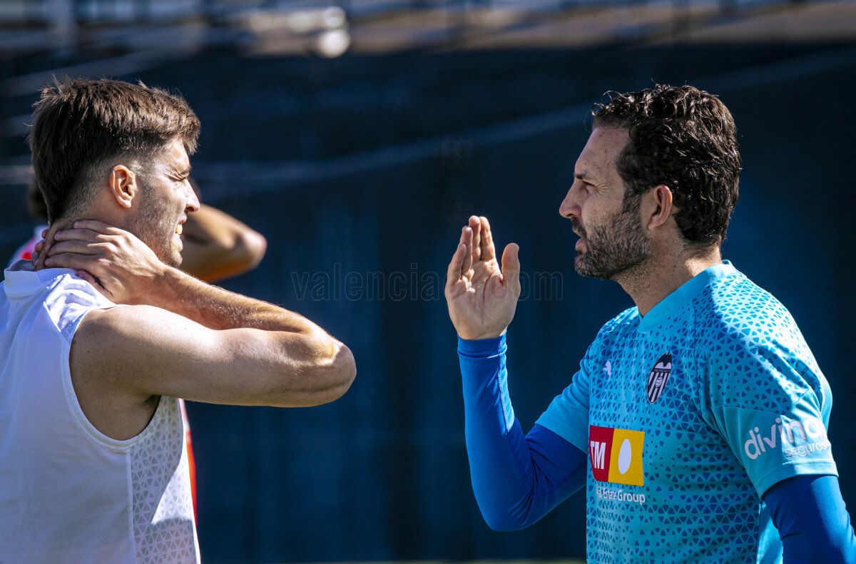  Alberto Marí y Rubén Baraja, en un entrenamiento.