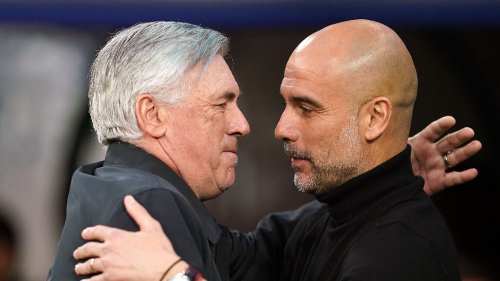  Ancelotti y Pep Guardiola en el duelo de Champions en 2023 (Europa Press)